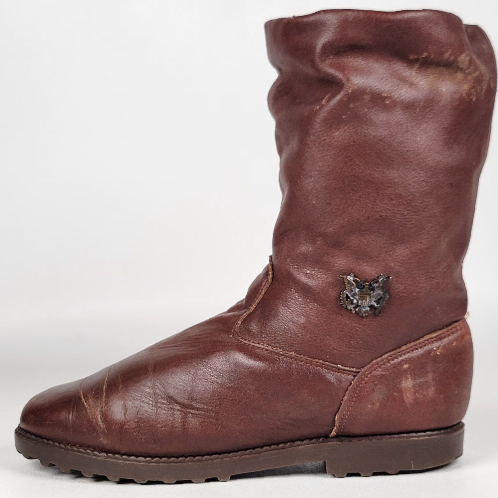 Vintage VINTAGE Women's Size 9 Brown Leather Sergio Boots Klondike Elastomere Check Riding Boot Almond Toe Pull On Block Heel B Wide Brown Canada Women Shoes Size US 9 / IT 39 - 6 Thumbnail