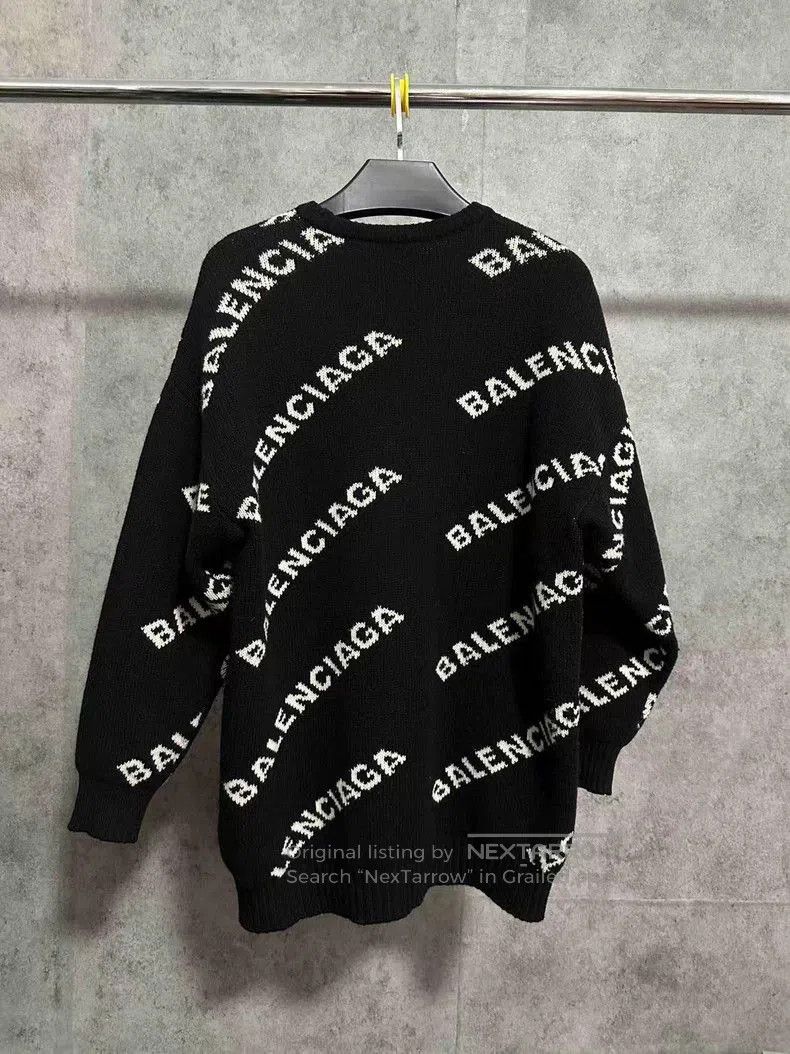 Balenciaga Balenciaga Logo Knit Jacquard Black Sweater. Size US S / EU 44-46 / 1 - 2 Thumbnail
