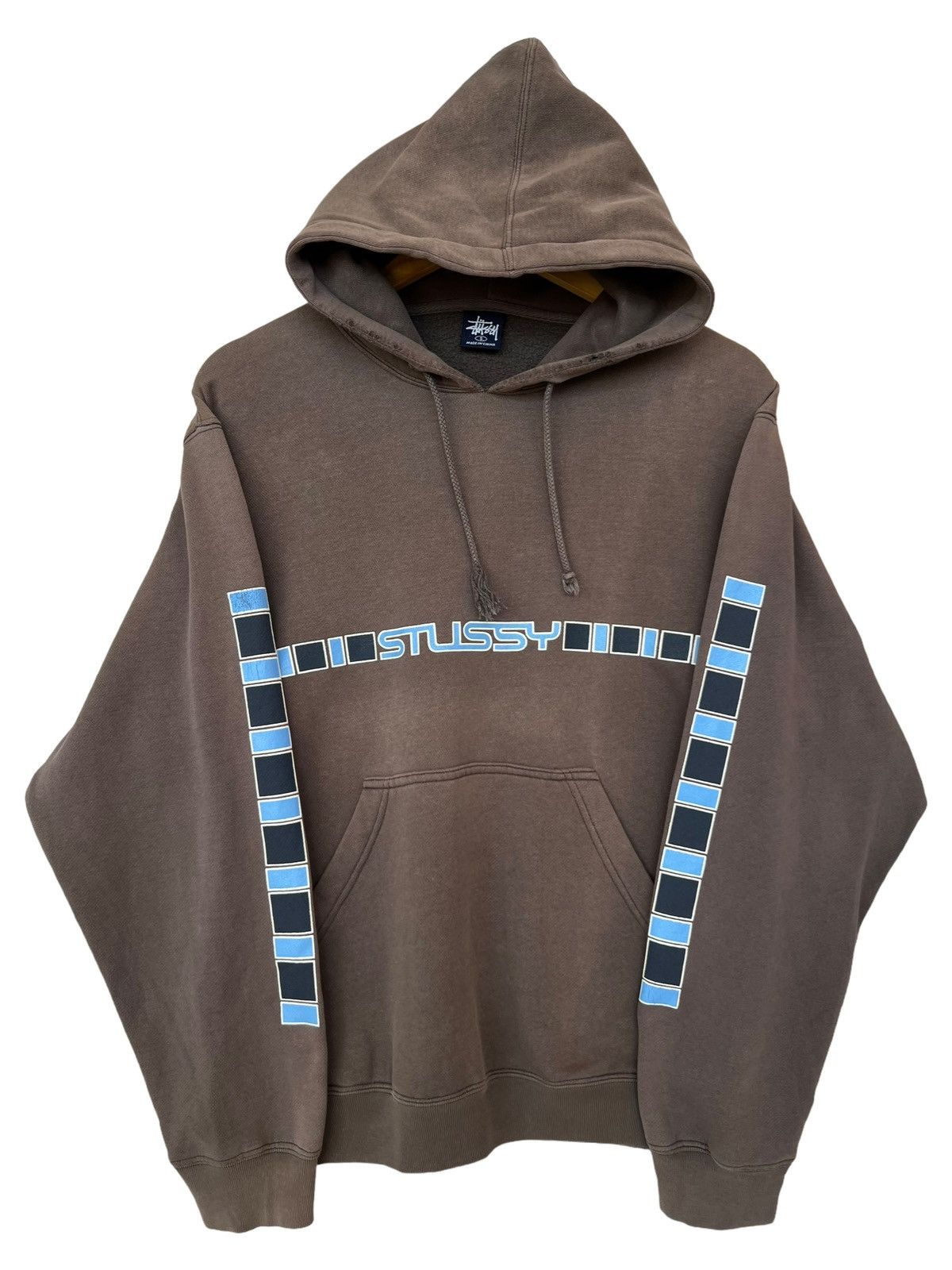 トップス archive OLD STUSSY sunfaded hoodie y2k Stussy Paisley Bandana Print Blue Print Zip Up Hoodie Size