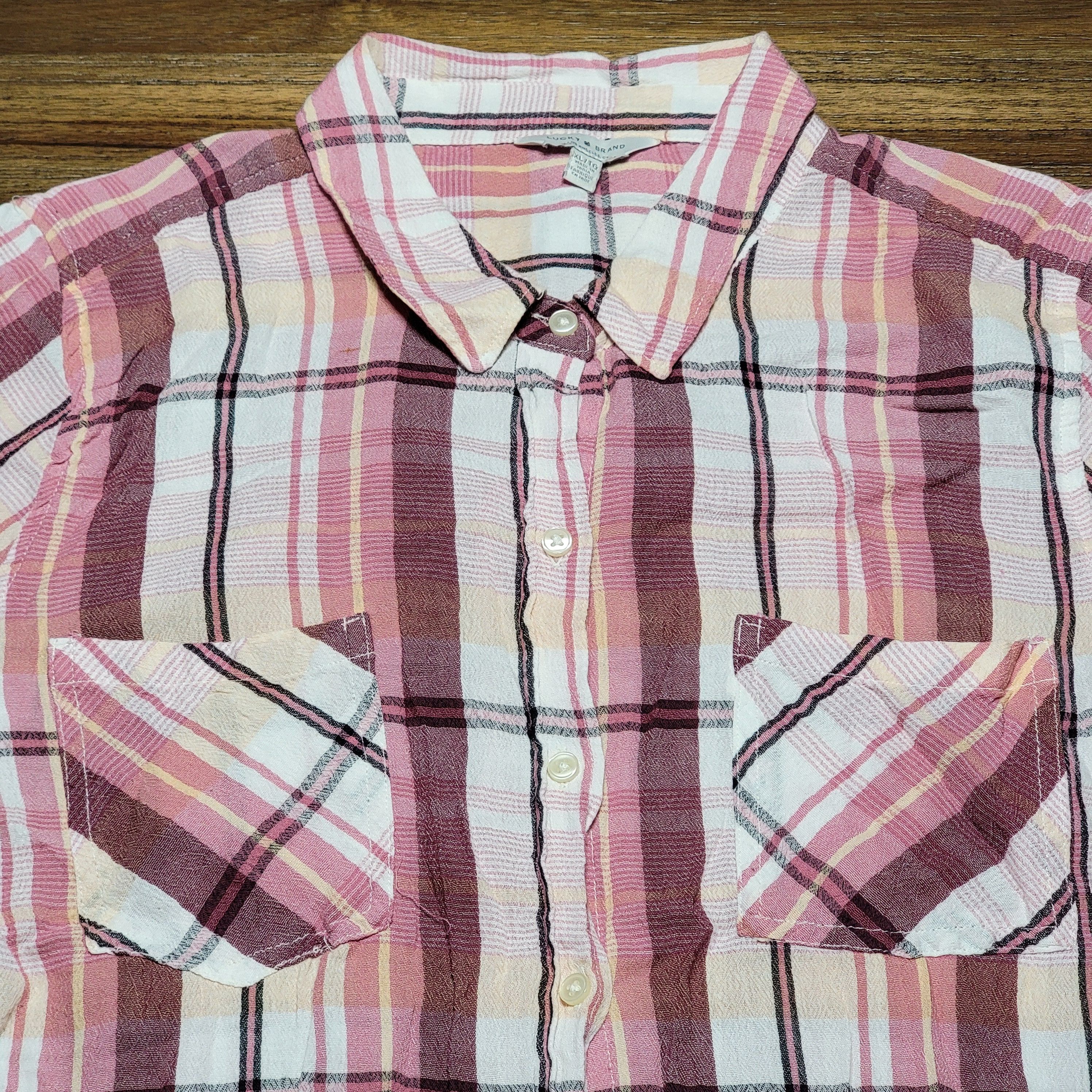 Lucky Brand Lucky Brand Full Button LS Pink Plaid Shirt - Size XL Size XL / US 12-14 / IT 48-50 - 2 Thumbnail