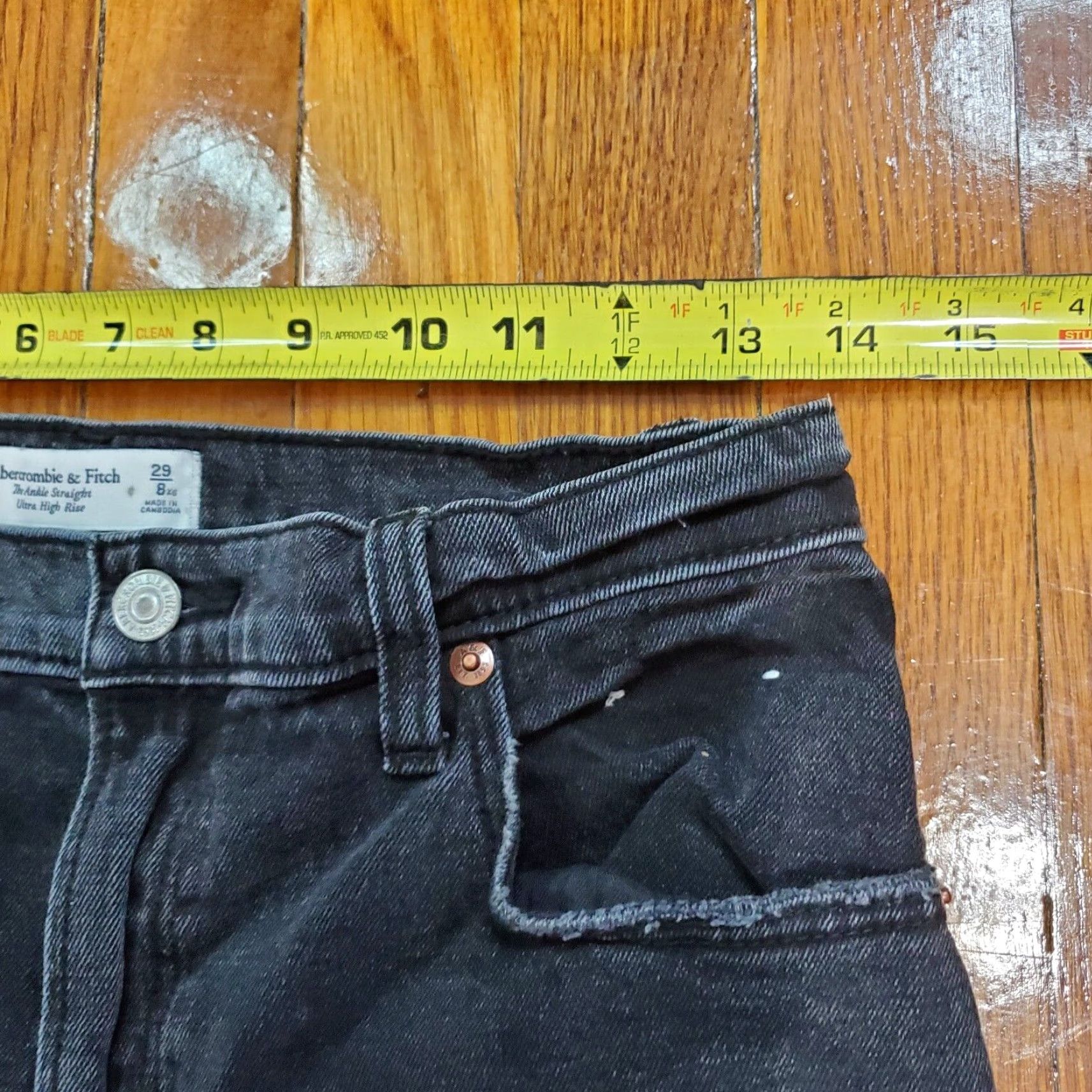 Abercrombie & Fitch Abercrombie & Fitch Jeans The Ankle Straight Ultra High Rise 29 Regular Black Denim 90s City Womens Straight Jeans Size 29" - 7 Thumbnail