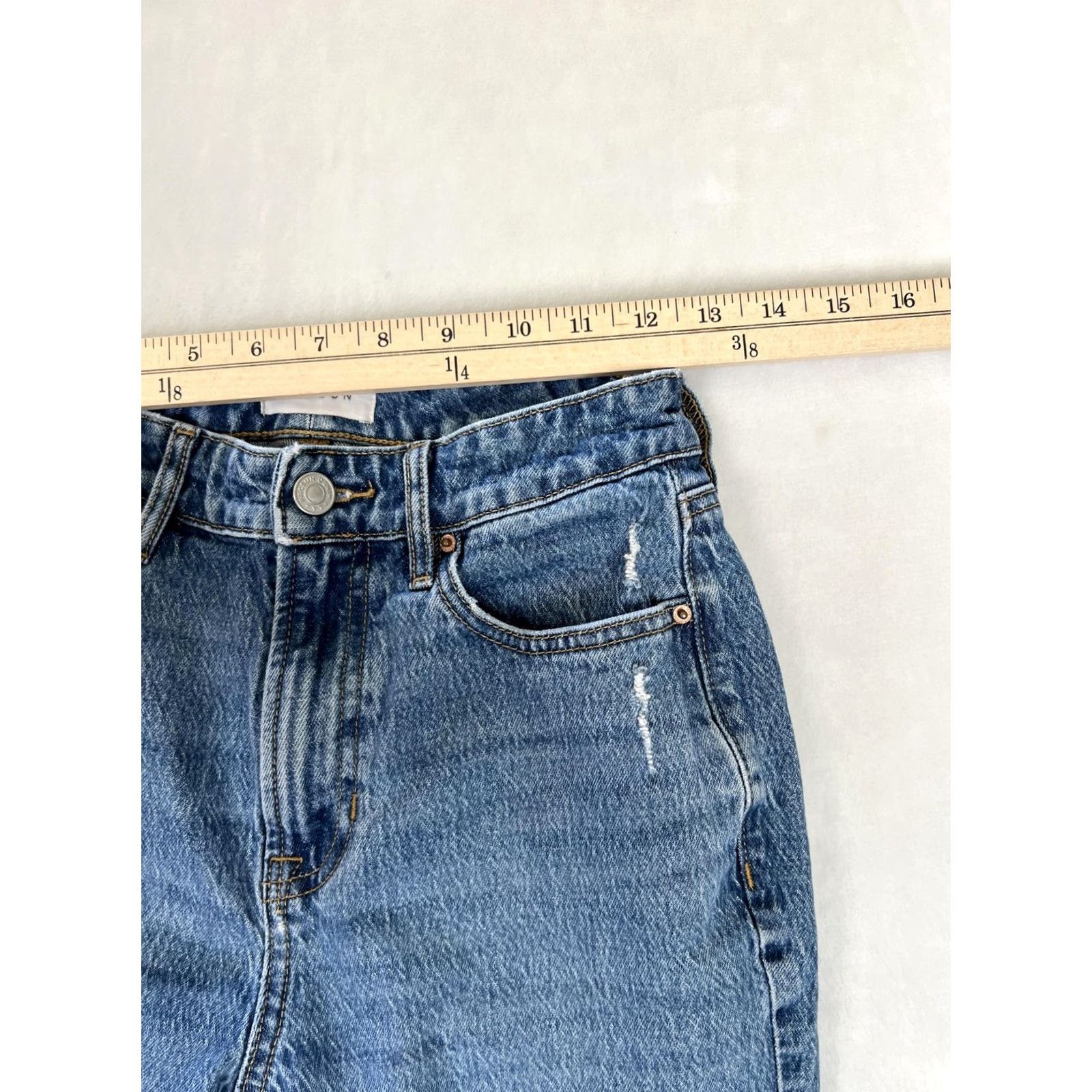 Pacsun PacSun Curve Straight High Rise Jeans Womens 25 Medium Blue Distressed Denim Jeans Size 42" / US 20 - 6 Thumbnail