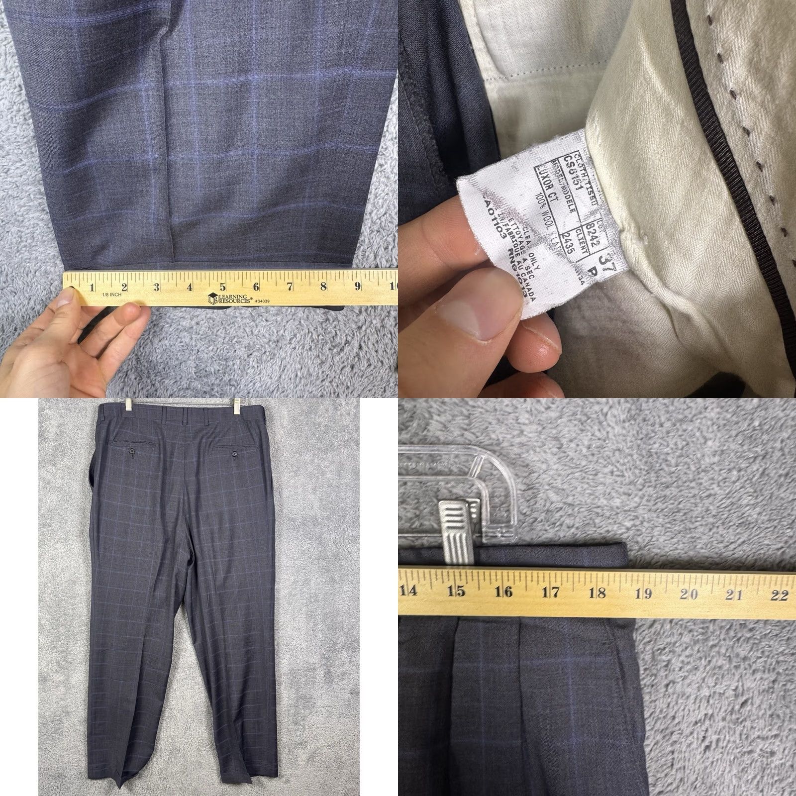 Jack Victor Jack Victor Loro Piana Suit Men 42R 37R Super 120s Wool Windowpane Luxor CT 2pc Size 42R - 11 Thumbnail