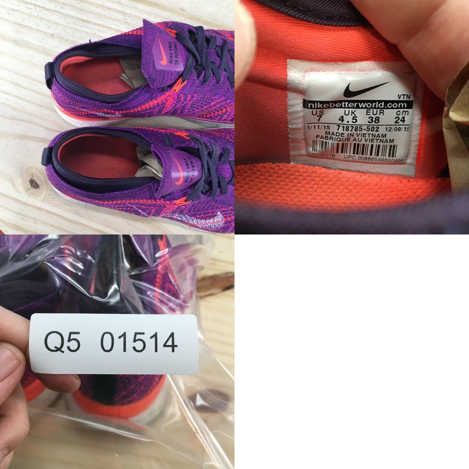 Nike Nike Womens 7 Purple Free TR Flyknit Running Training Sneakers Lace Up 718785502 Size US 7 / IT 37 - 10 Thumbnail
