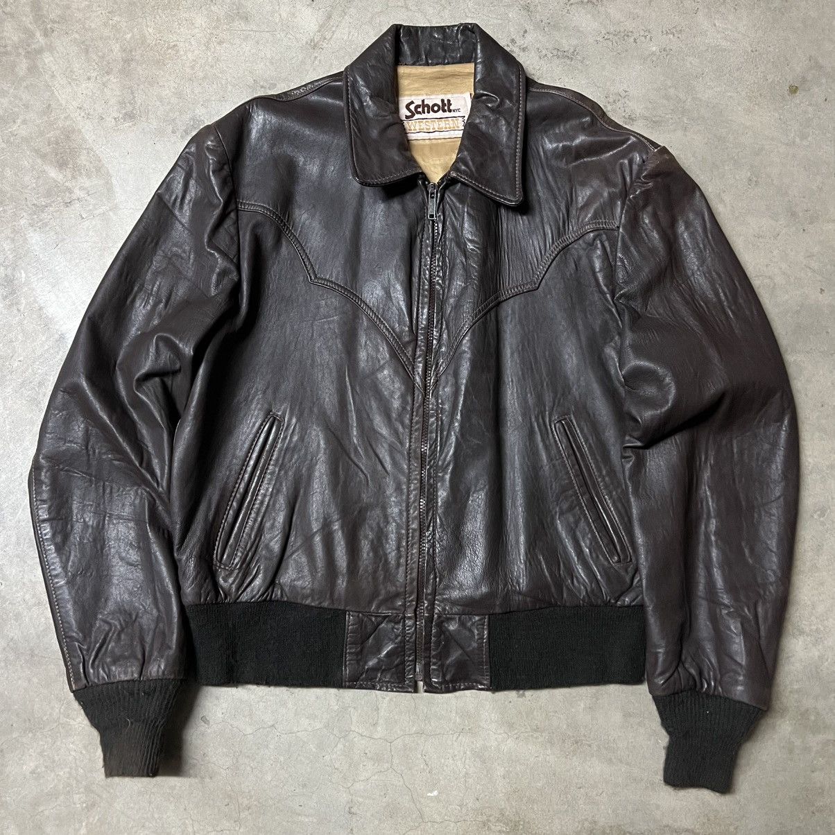 Schott × Vintage Vintage 70’s Schott NYC 🇺🇸 “Western” Brown Leather Jacket Size US L / EU 52-54 / 3 - 1 Thumbnail
