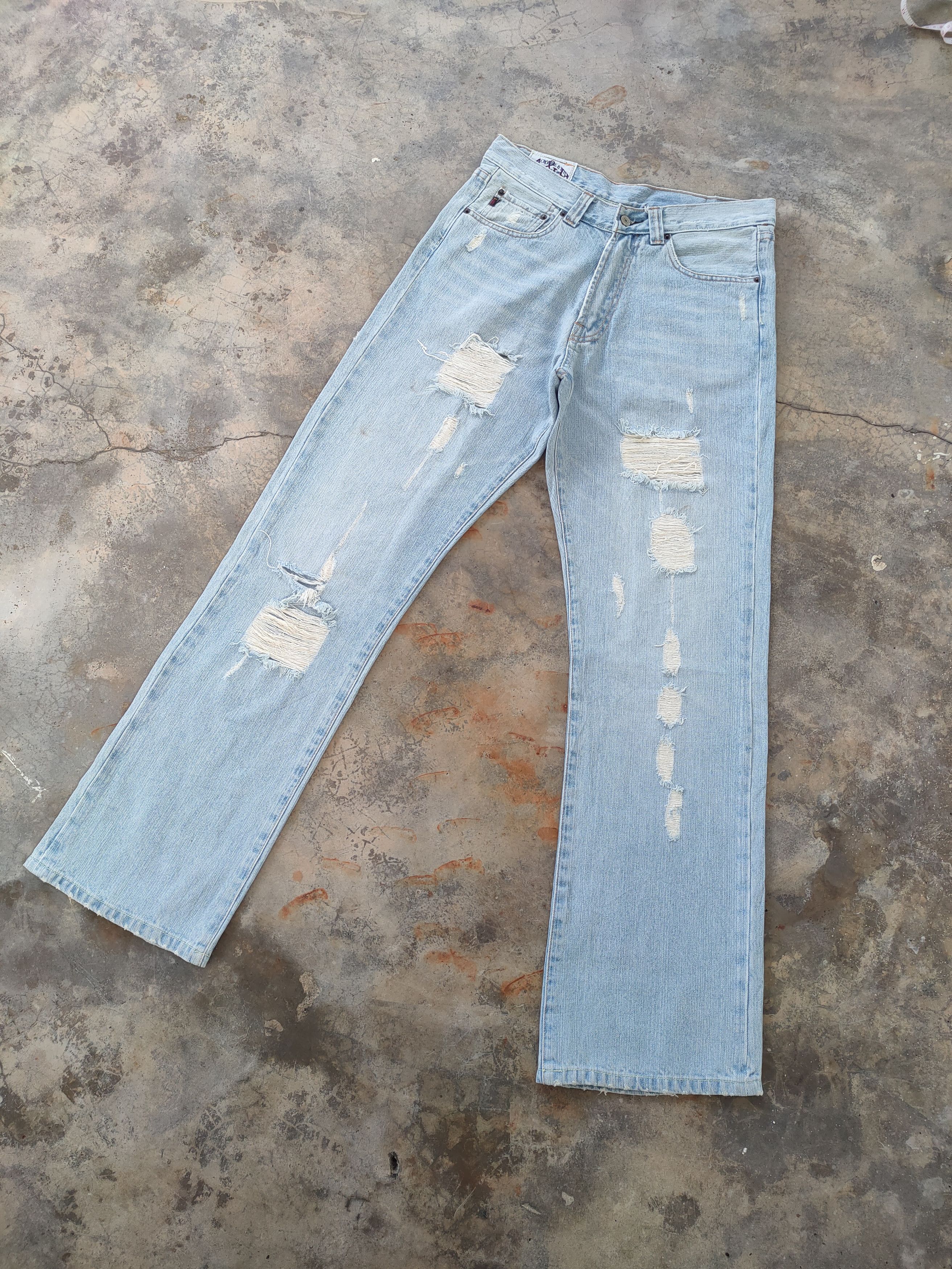 Abercrombie & Fitch W32 VINTAGE BOOTCUT FLARE FADED RIPPED JEANS PANTS Size US 32 / EU 48 - 2 Thumbnail