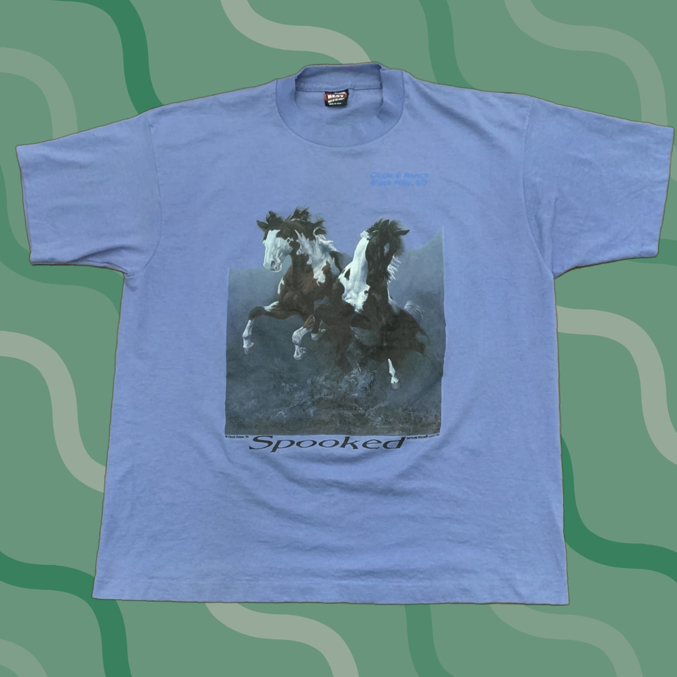 Fruit Of The Loom VINTAGE Chuck Dehaan T-Shirt XL Men Graphic 90s Horses Western Blue Cotton Short Sleeve Crew Neck Size XL Size US XL / EU 56 / 4 - 1 Thumbnail