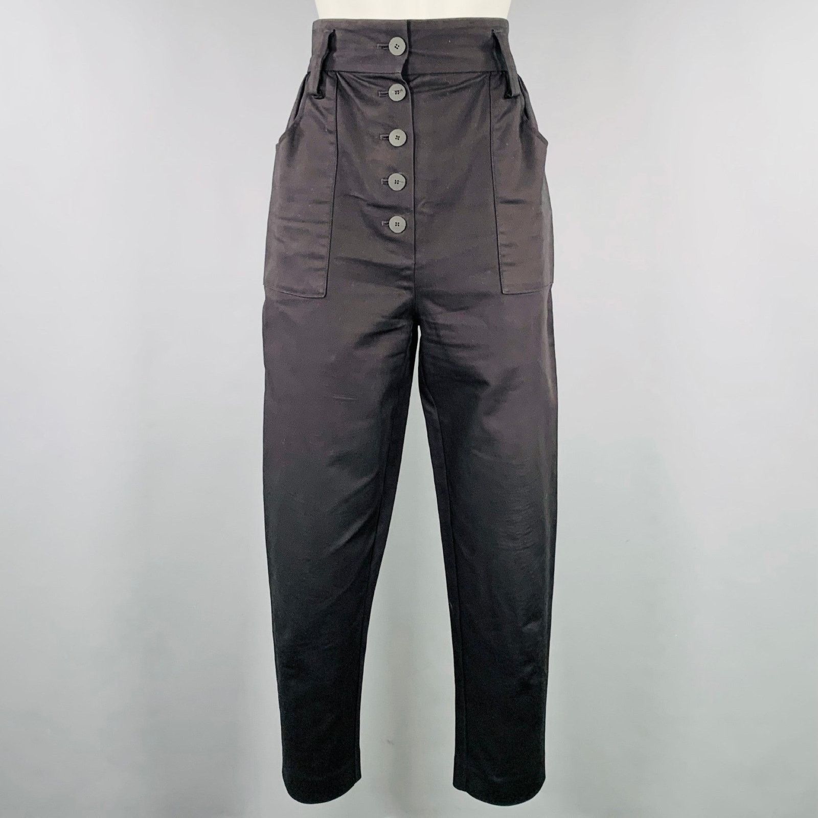 Maje MAJE Size 2 Black Cotton Blend High Waisted Casual Pants Size 26" / US 2 / IT 38 - 1 Thumbnail