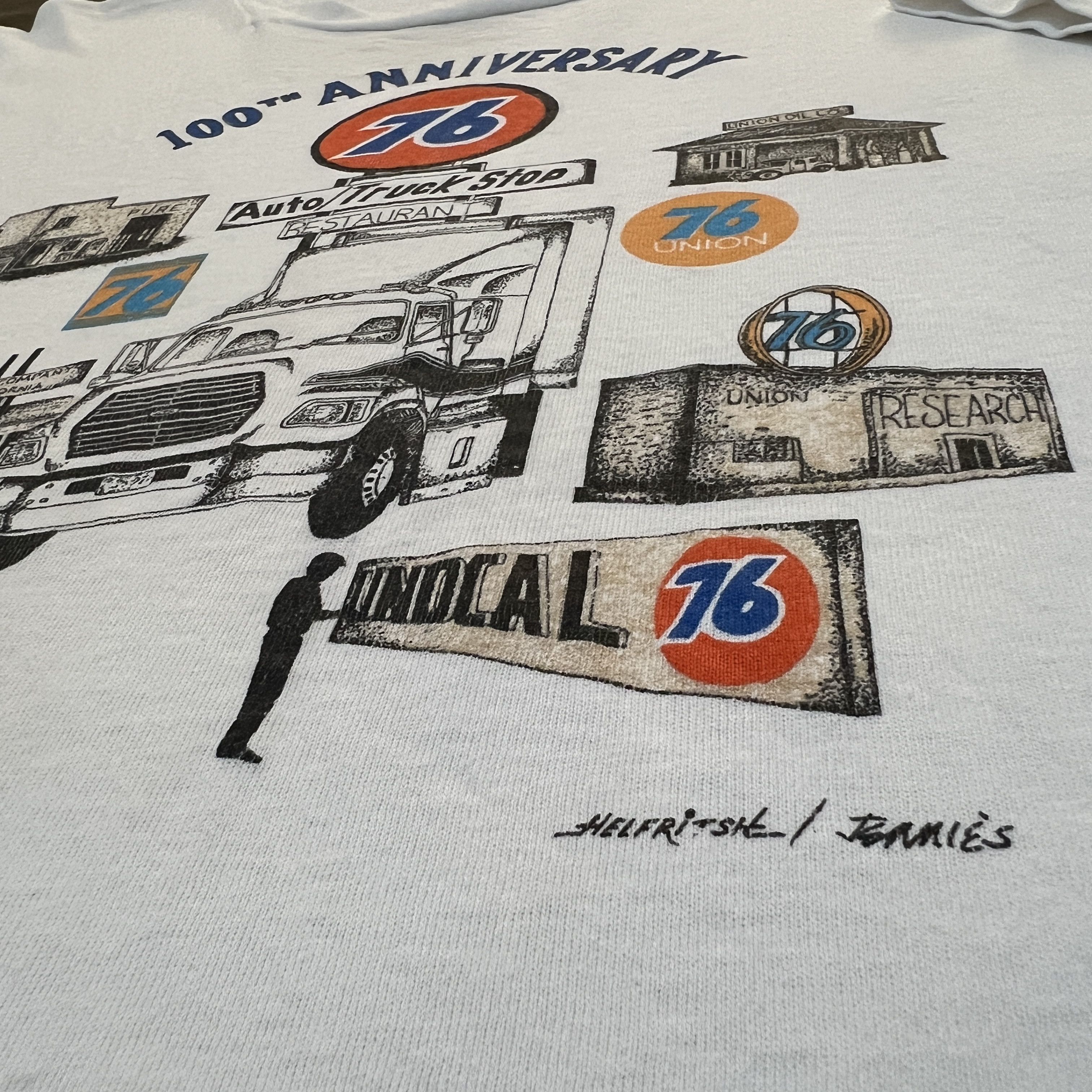 Japanese Brand × Vintage Vintage 90s anniversary 76 Lubricant Oil Promo Tee 2XL Size US XXL / EU 58 / 5 - 3 Thumbnail