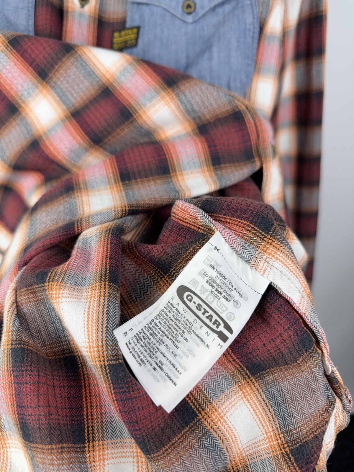 G-Star × Japanese Brand G-Star RAW Plaid Flannel Shirt with Denim Details L Y2K Size US L / EU 52-54 / 3 - 6 Thumbnail