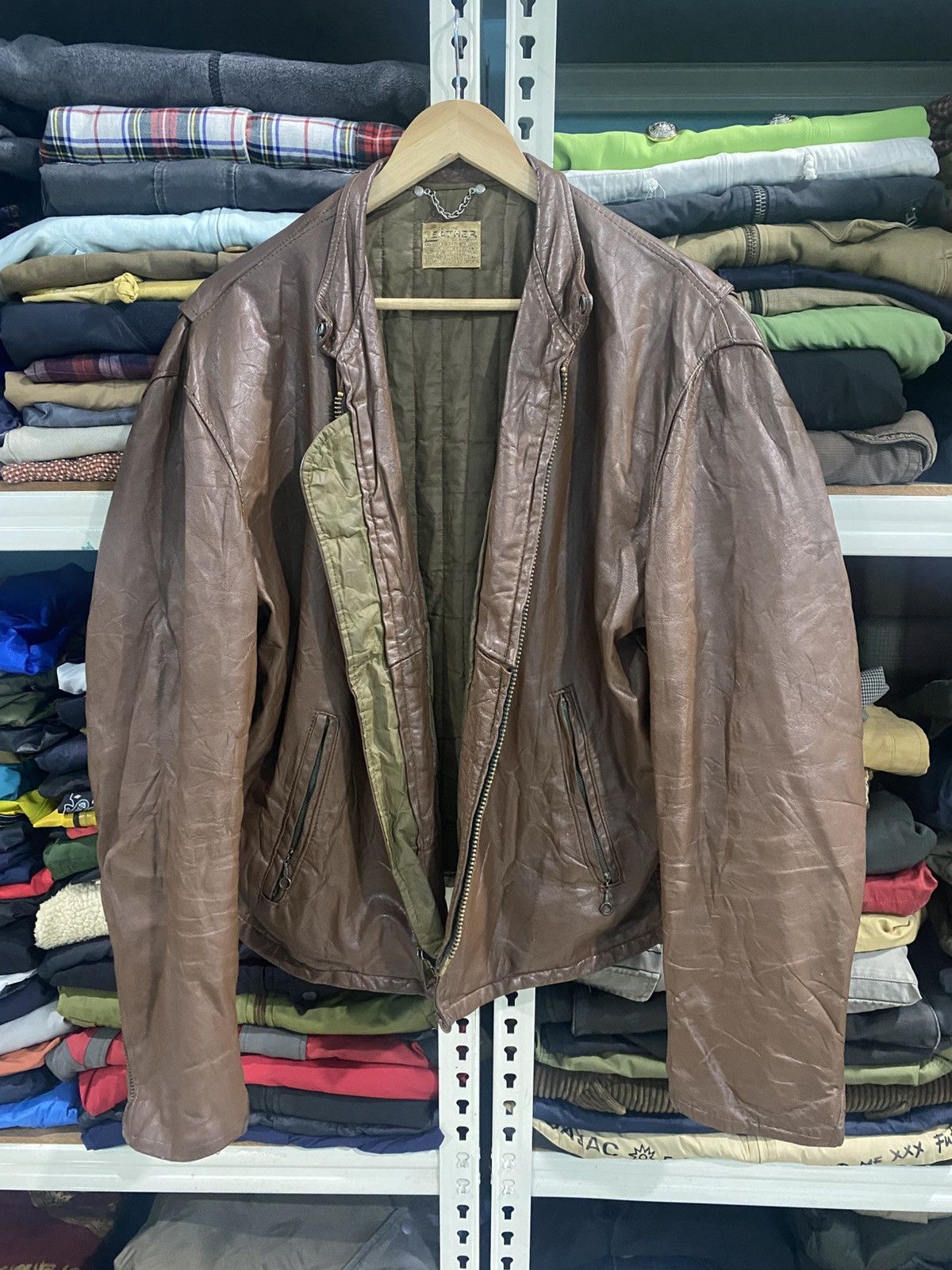 Genuine Leather Vintage 80s Bomber Leather Jacket Size US L / EU 52-54 / 3 - 1 Thumbnail