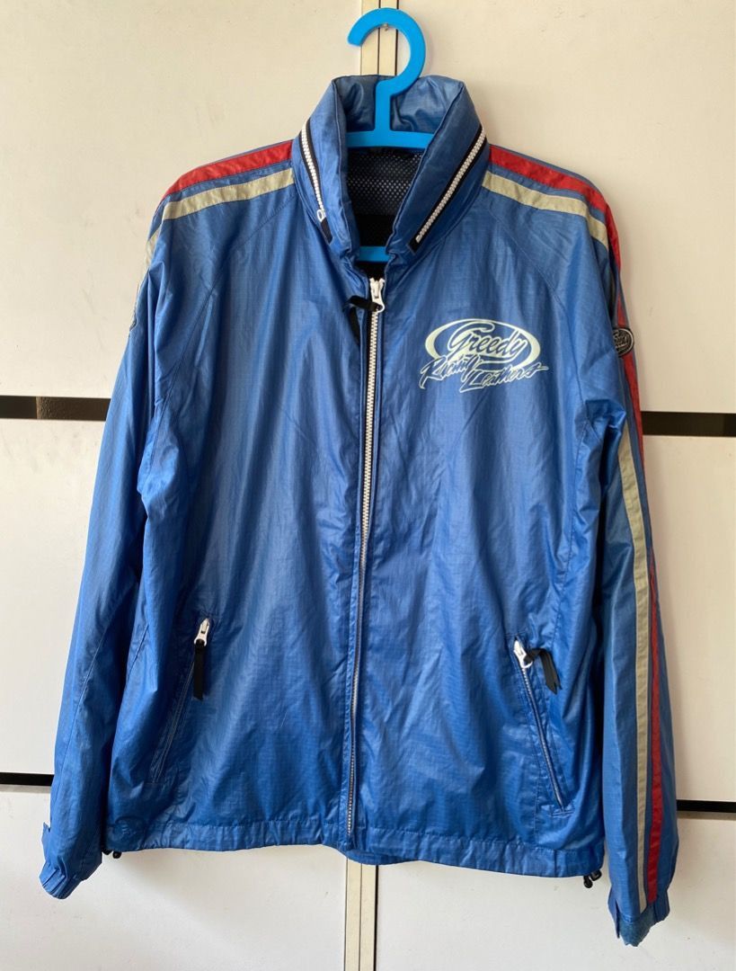 image of Greedy Hooded Racing Jacket in Blue, Men's (Size Large)