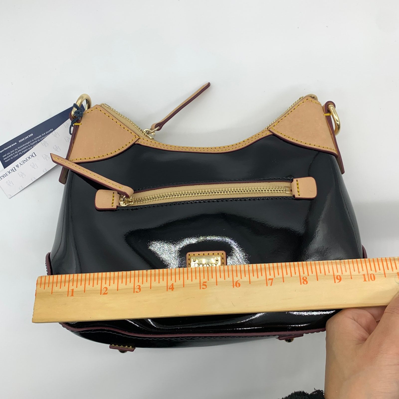 Dooney & Bourke Dooney & Bourke Black Patent Leather Small Hobo Purse Size ONE SIZE - 6 Thumbnail