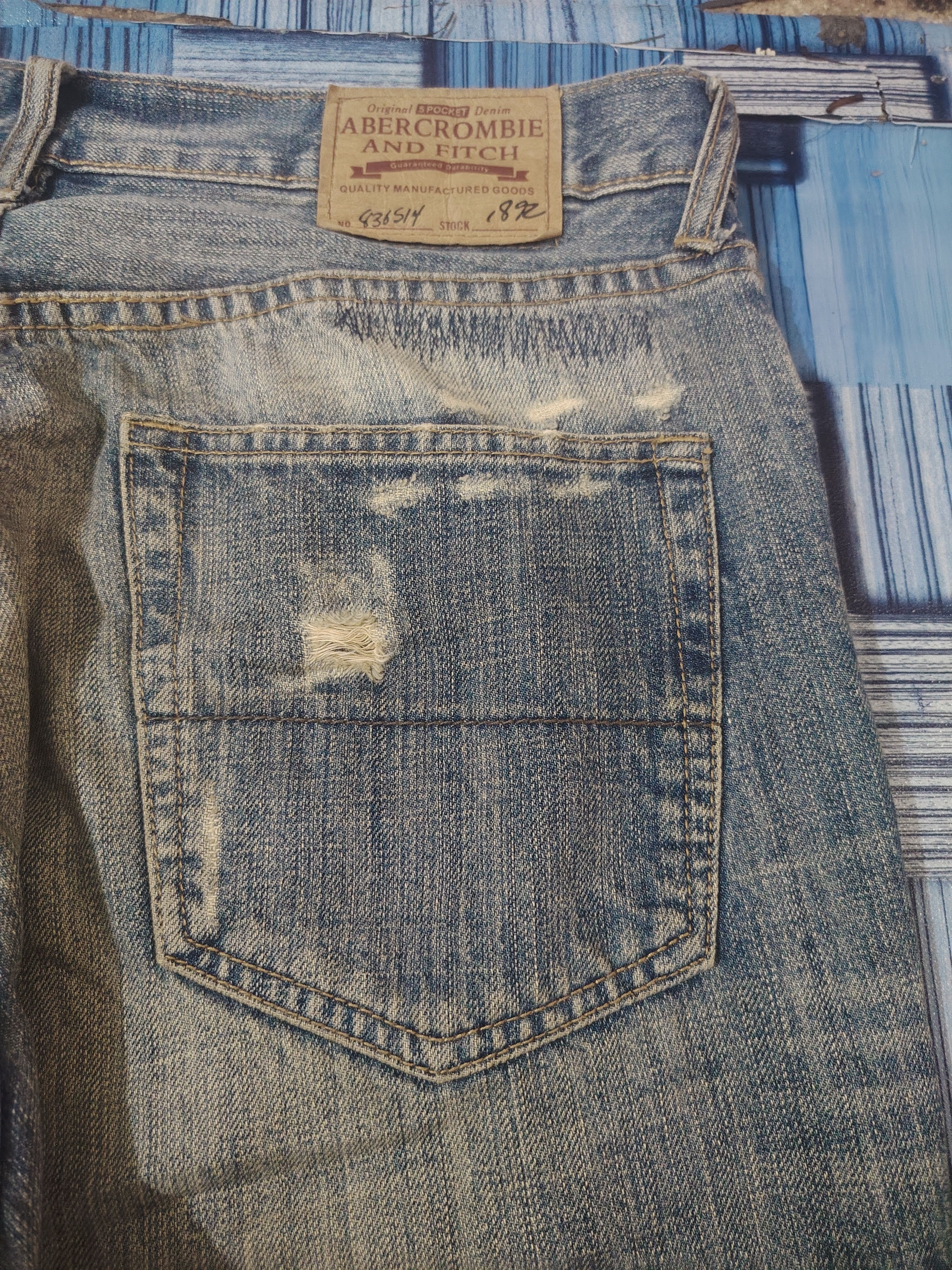 Abercrombie & Fitch Japanese A&F Baggy Flared Jeans Distressed Denim Size US 35 - 20 Thumbnail
