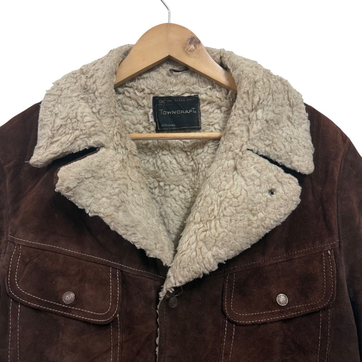 Towncraft Vintage 70s Jc Penny Suede Leather Jacket Sherpa Lining Size US L / EU 52-54 / 3 - 4 Thumbnail