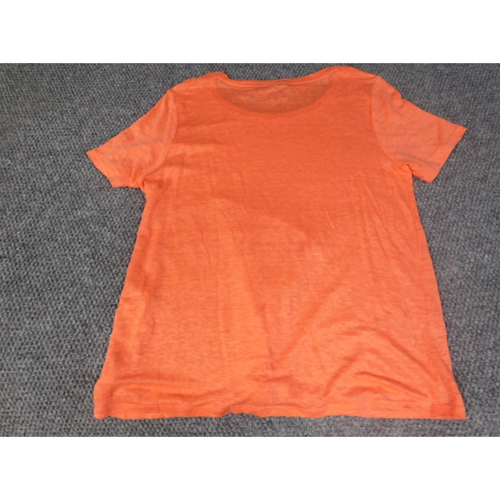 Vintage Rachel Womens Blouse Medium peach stretch linen Shirt Casual Short Sleeve Round Neck Pullover Linen Rayon Basic Style Rose Clothing Women M Orange Size M / US 6-8 / IT 42-44 - 7 Thumbnail
