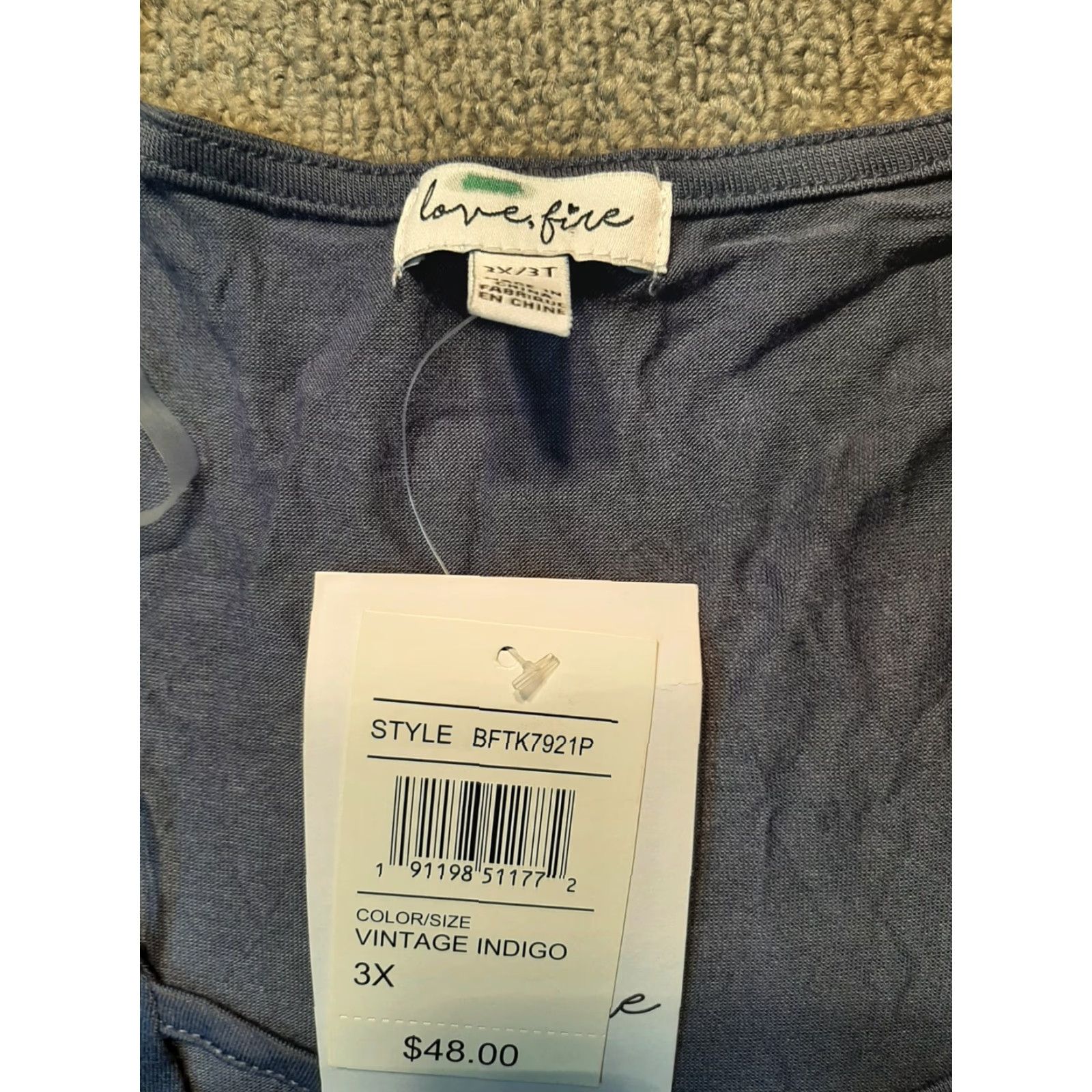 Vintage VINTAGE Love Fire Women's Top 3XL Indigo Short Sleeve T-Shirt Shirt Size Plus Womens X? Wait Size XXL / US 16-18 / IT 52-54 - 2 Thumbnail