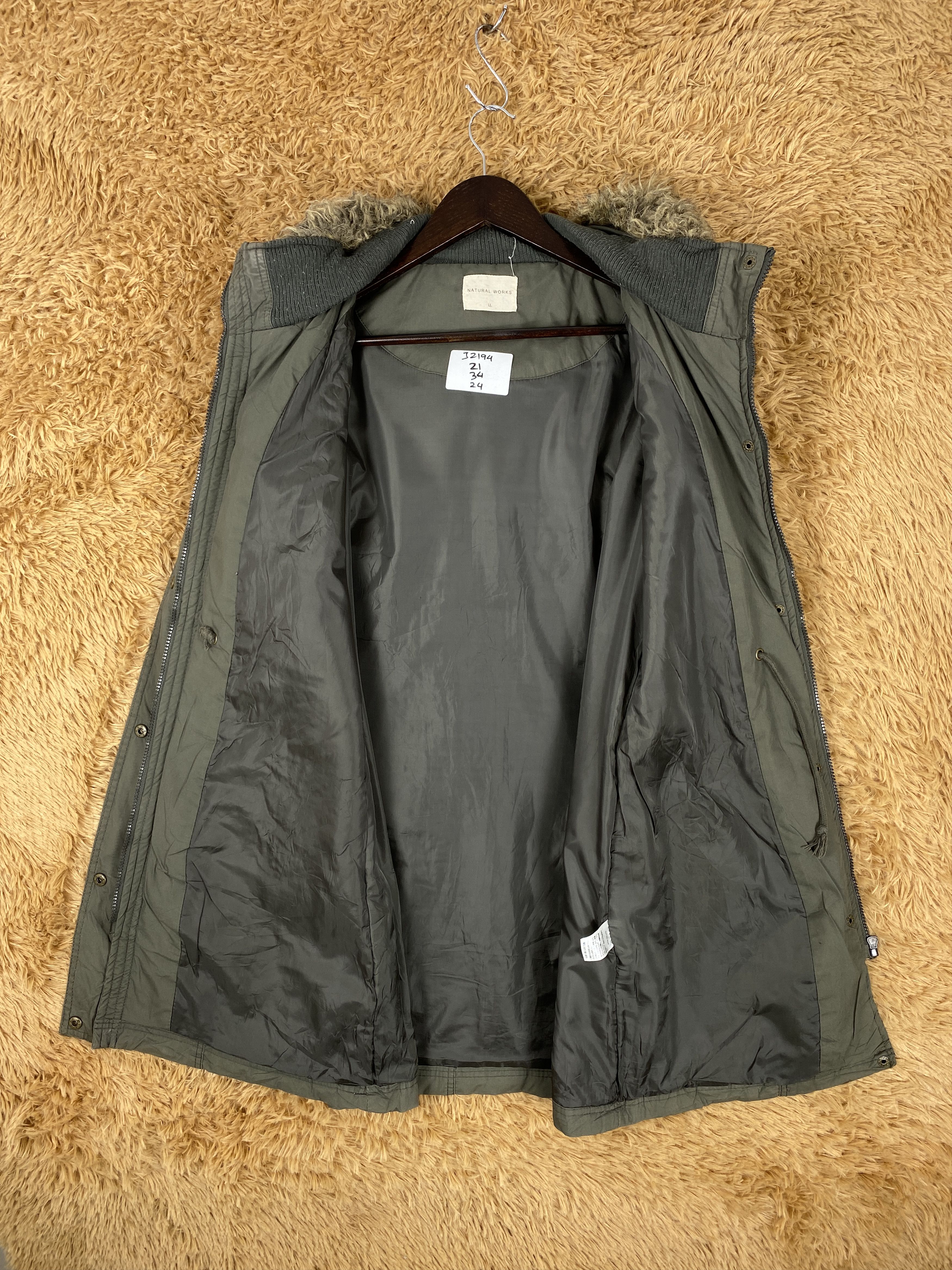 Vintage Natural Works Hoodie Long Jacket J2194