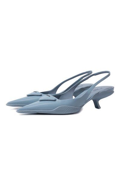 Prada o1B3y1r0426 Brushed Leather Slingback Pumps in Light Blue Size US 6 / IT 36 - 1 Thumbnail