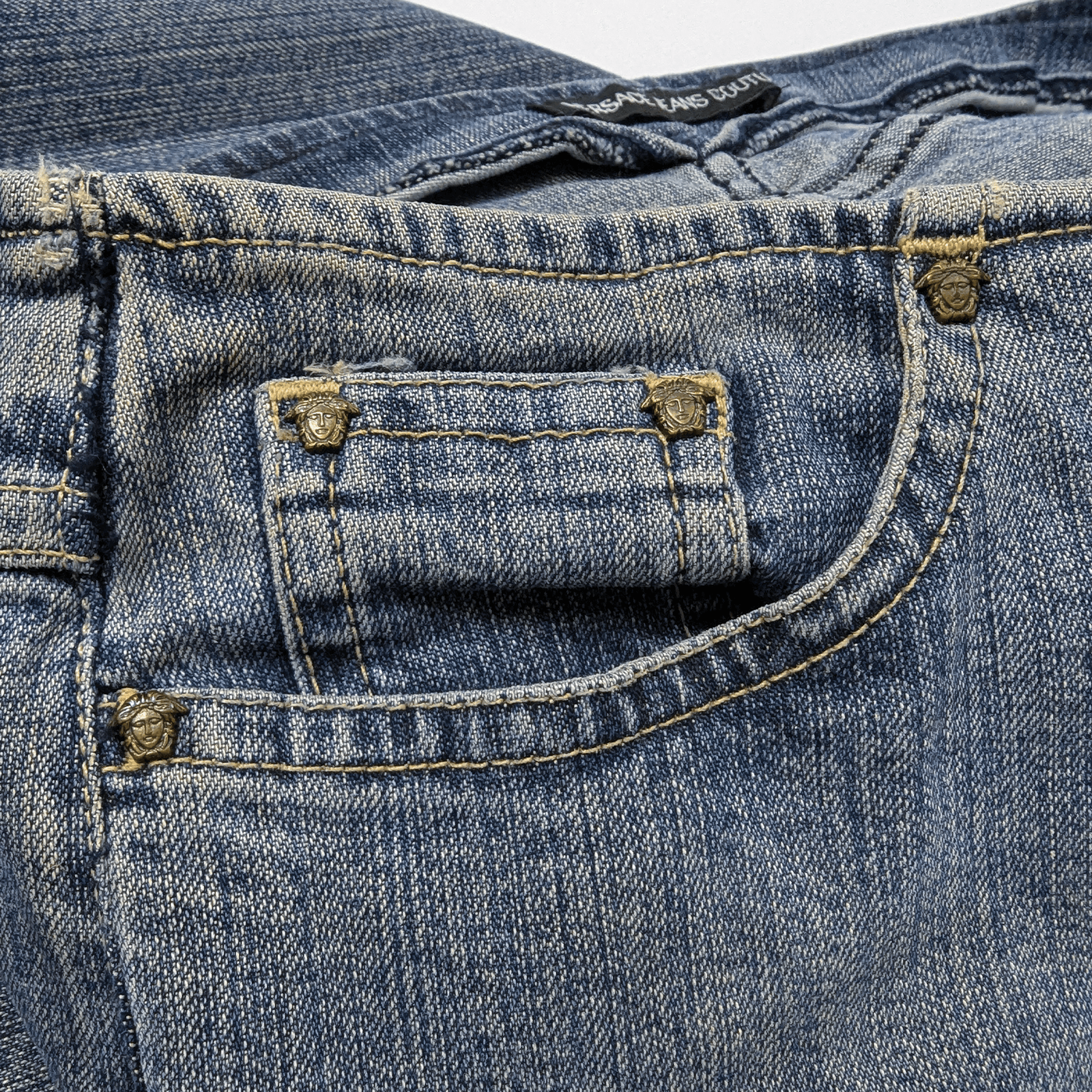 Versace Jeans Couture Versace Y2K Rhinestone Tribal Vintage 00s Denim Skirt 28/S-M Size 28" / US 6 / IT 42 - 18 Thumbnail
