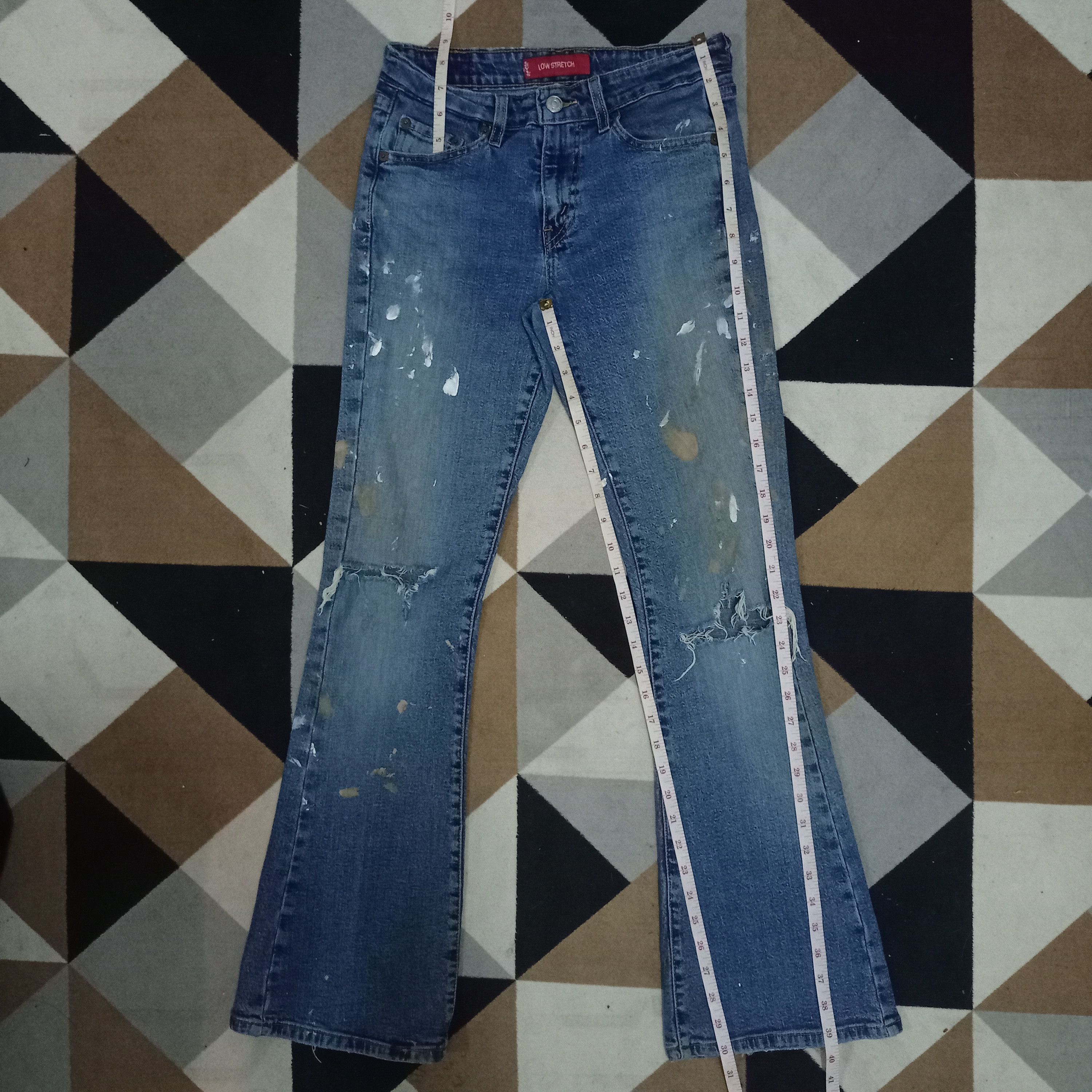 Levi's Vintage 90s Levis 519 Low Rise Paint Splatter Flared Jeans Size 27" / US 4 / IT 40 - 9 Thumbnail