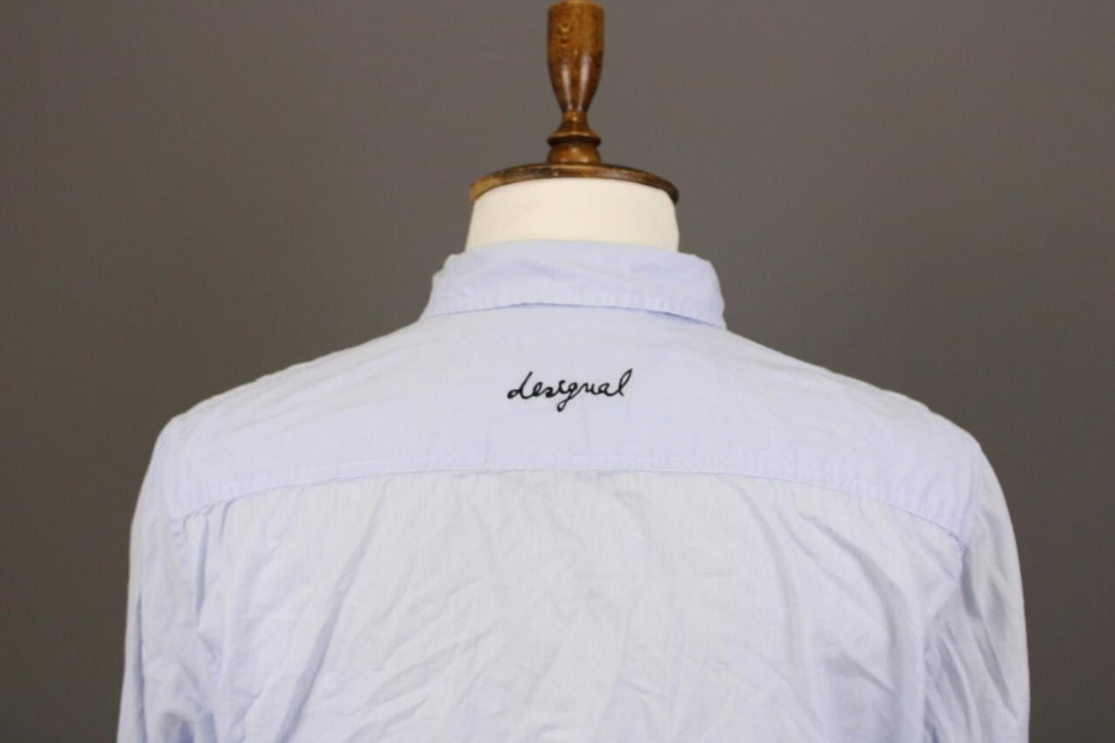 Desigual Desigual Regular Fit Blue Big Embroidered Logo Shirt XL Size US XL / EU 56 / 4 - 10 Thumbnail