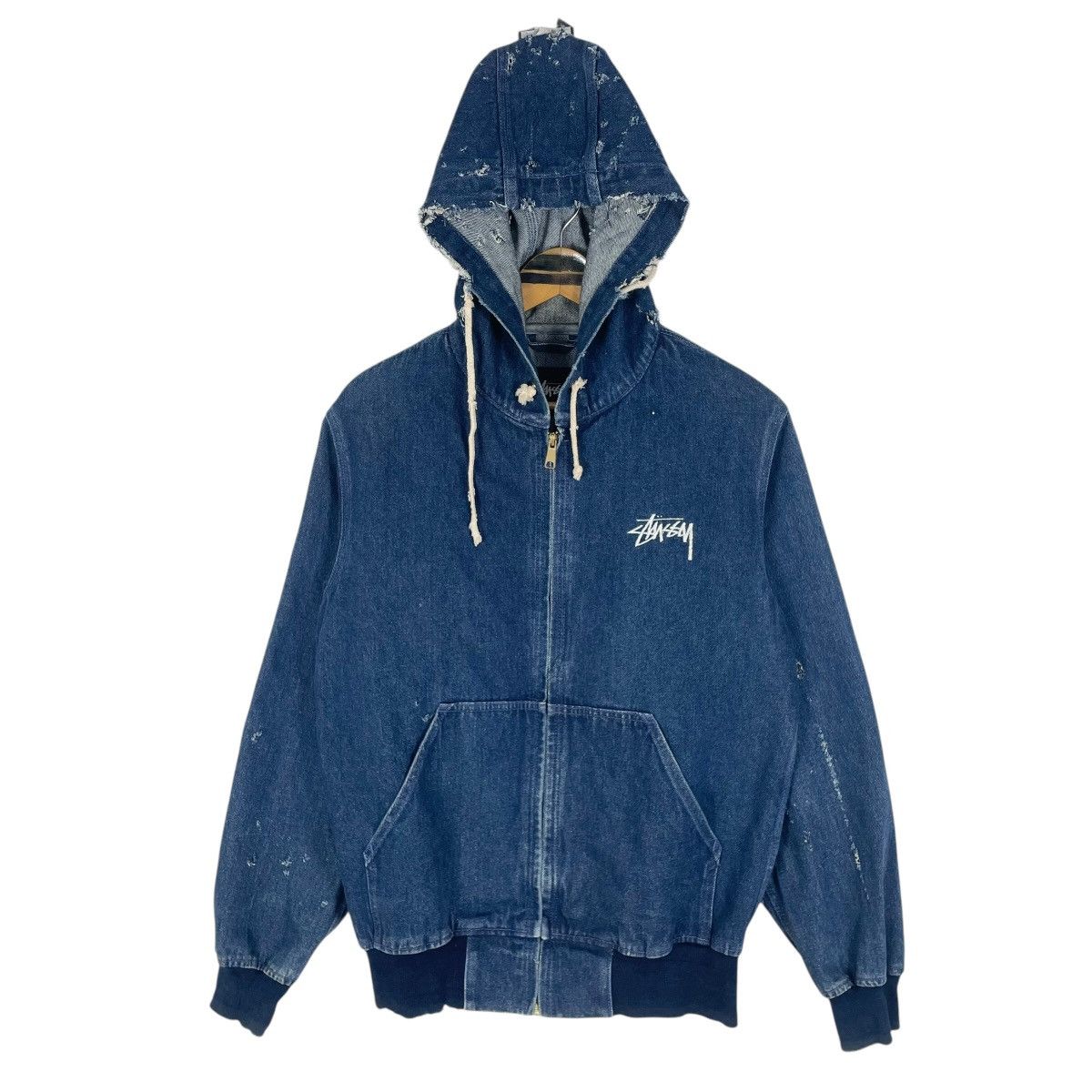 Stussy Vintage Stussy Hooded Distressed Style Denim Jacket Size US M / EU 48-50 / 2 - 2 Thumbnail
