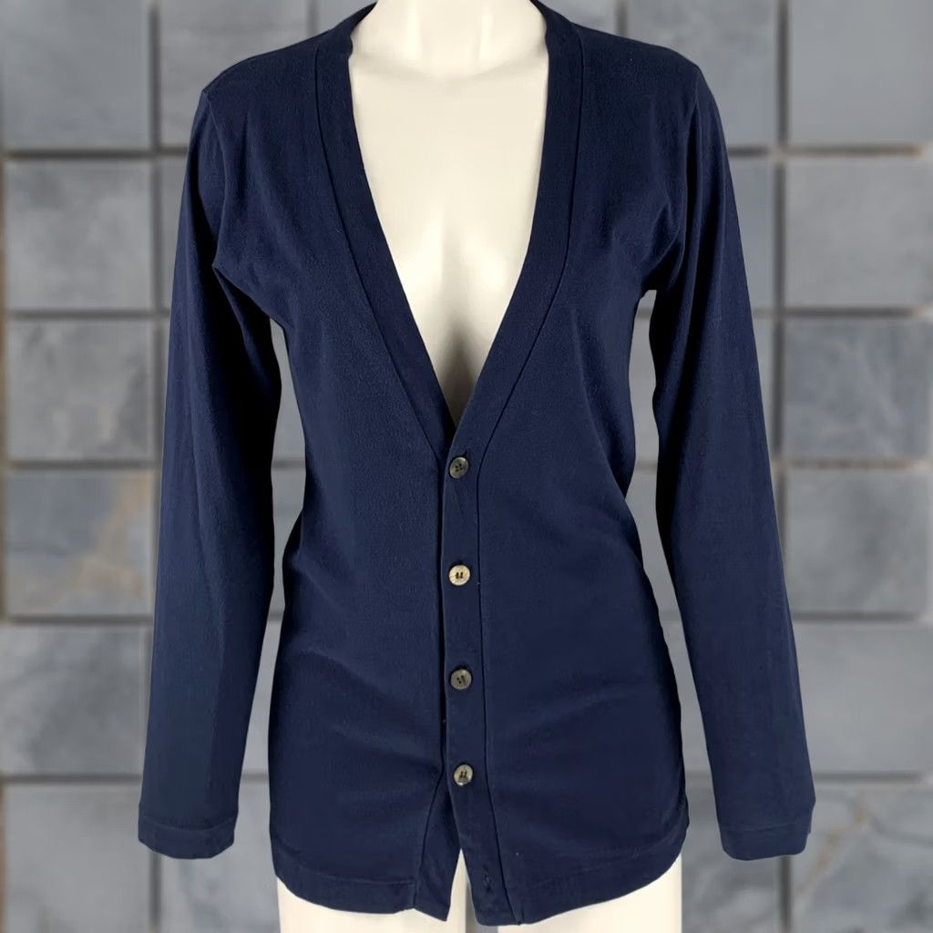 Comme des Garcons Girl COMME des GARCONS Size S Navy Cotton Knit Buttoned Cardigan Size S / US 4 / IT 40 - 1 Thumbnail