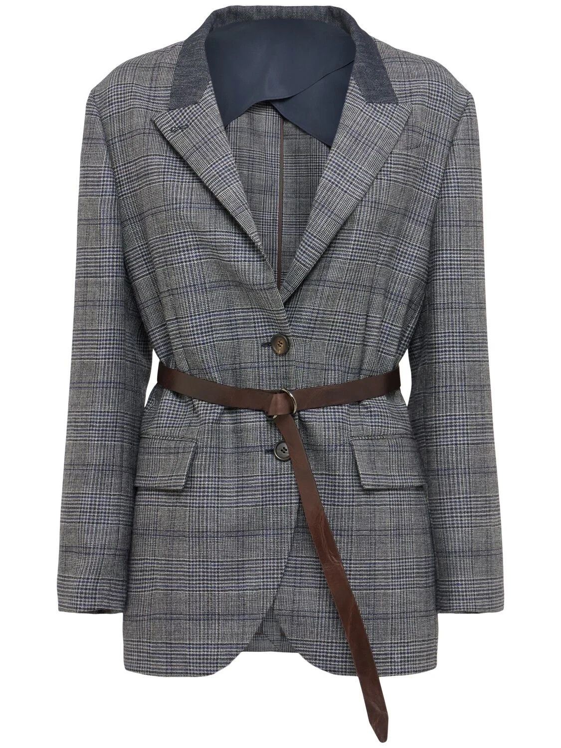 Brunello Cucinelli BRUNELLO CUCINELLI Gray/Blue Wool Blazer New Size S / US 4 / IT 40 - 1 Thumbnail