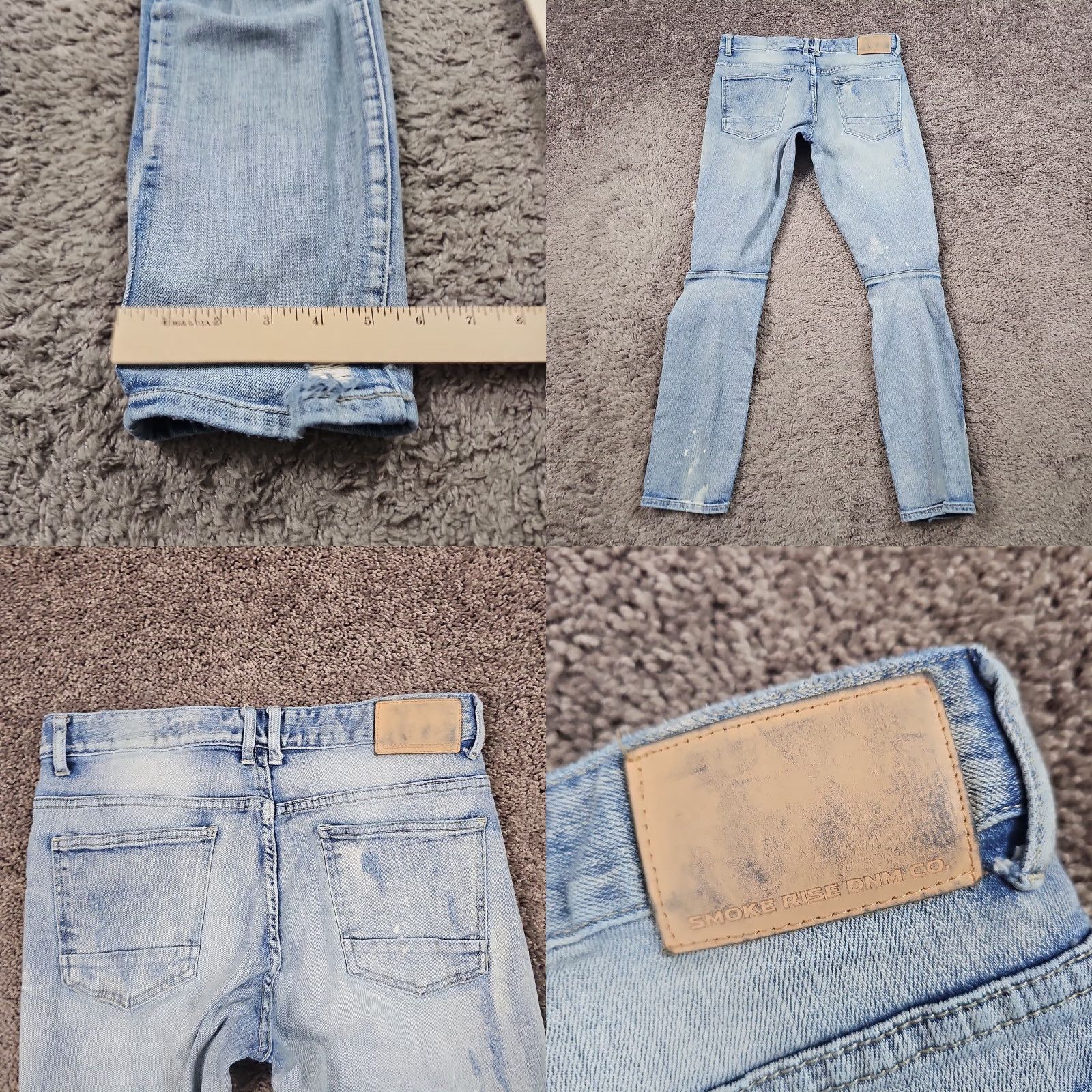 Denime Smoke Rise Jeans Mens 34 Skinny Distressed Paint Splatter Stretch Denim 31x31 Jeans Mens Skinny Distressed Blue 90s? No vintage. Size US 34 / EU 50 - 8 Thumbnail