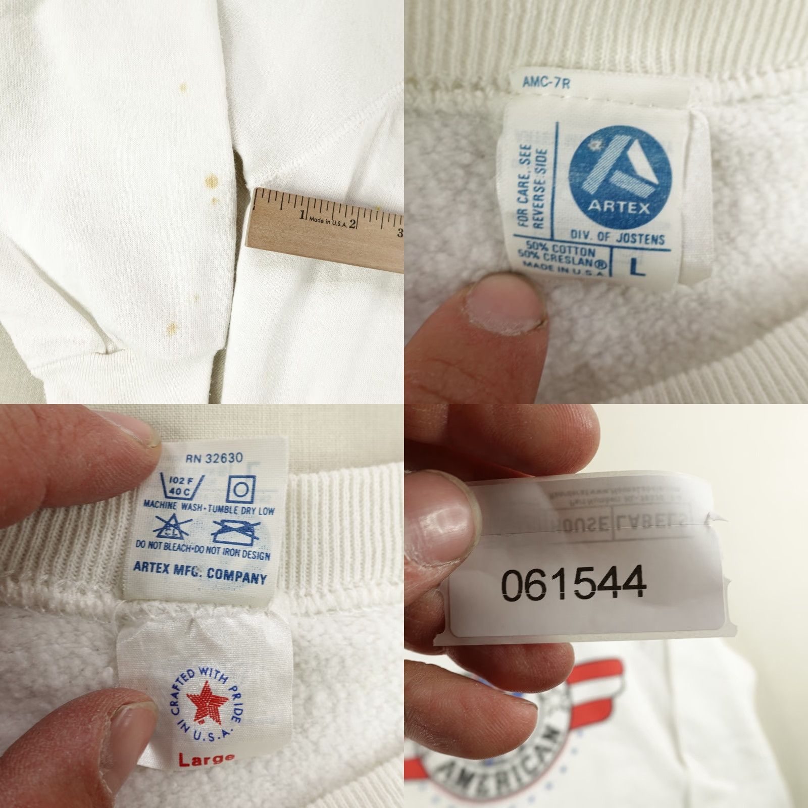 Vintage Vintage Bugs Bunny Sweatshirt Proud To Be American Artex USA 90s Mens Large White Size US L / EU 52-54 / 3 - 8 Thumbnail