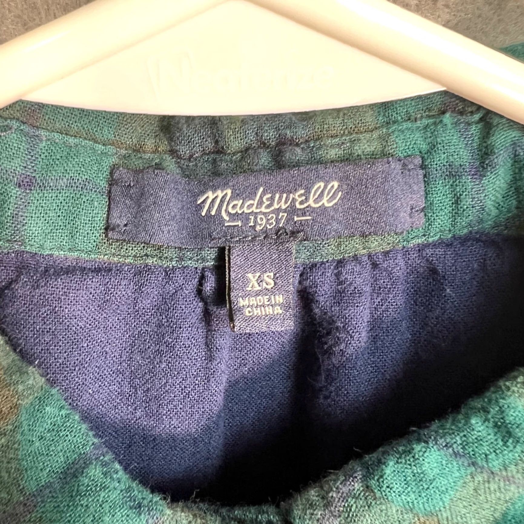 Madewell VINTAGE Madewell 1937 Green Plaid Button-Down Shirt Dress Womens XS Cotton Shirt Womens XS Green Plaid Button-Down Dress Size XS / US 0-2 / IT 36-38 - 3 Thumbnail