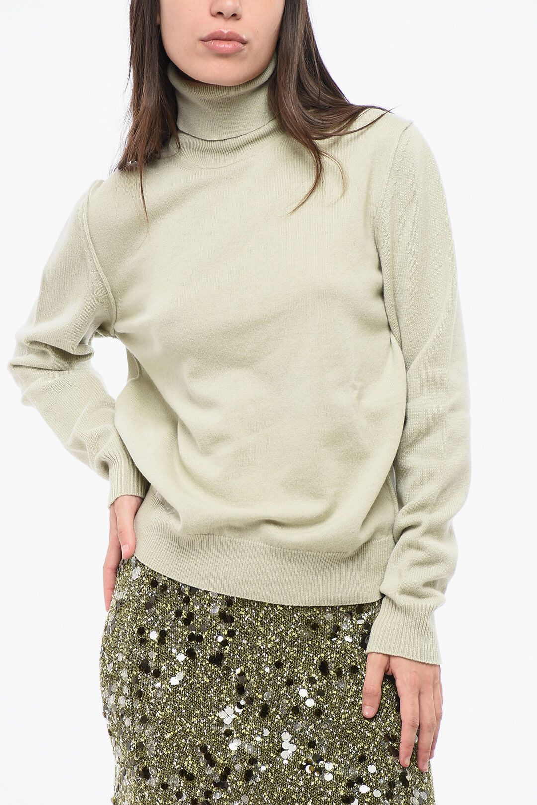 Maison Margiela og1mm0825 Cashmere Turtleneck Sweater in Light Green Size S / US 4 / IT 40 - 1 Thumbnail