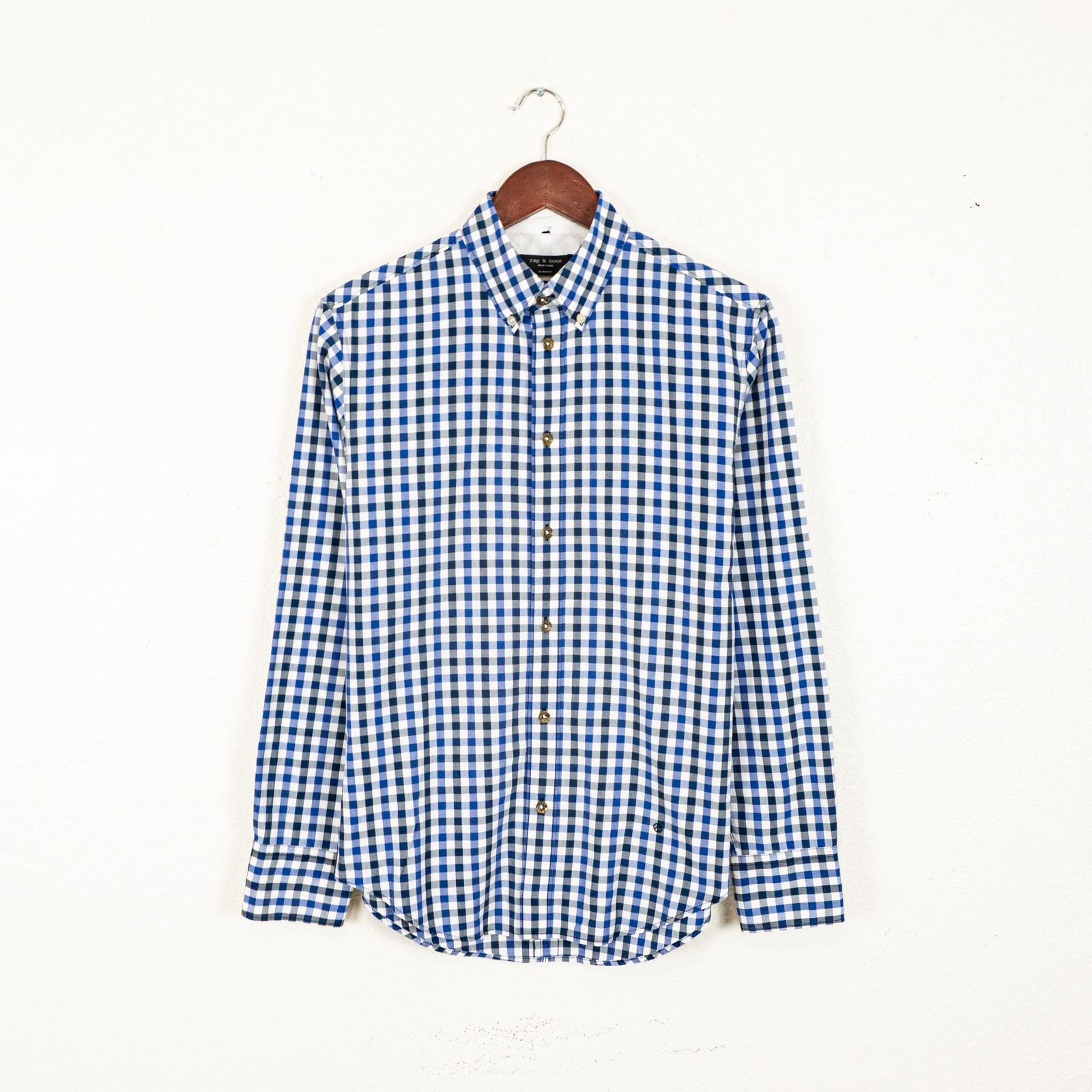 Rag & Bone Rag & Bone Men's Slim Fit Button Down Shirt Blue Gingham Size US XS / EU 42 / 0 - 1 Thumbnail