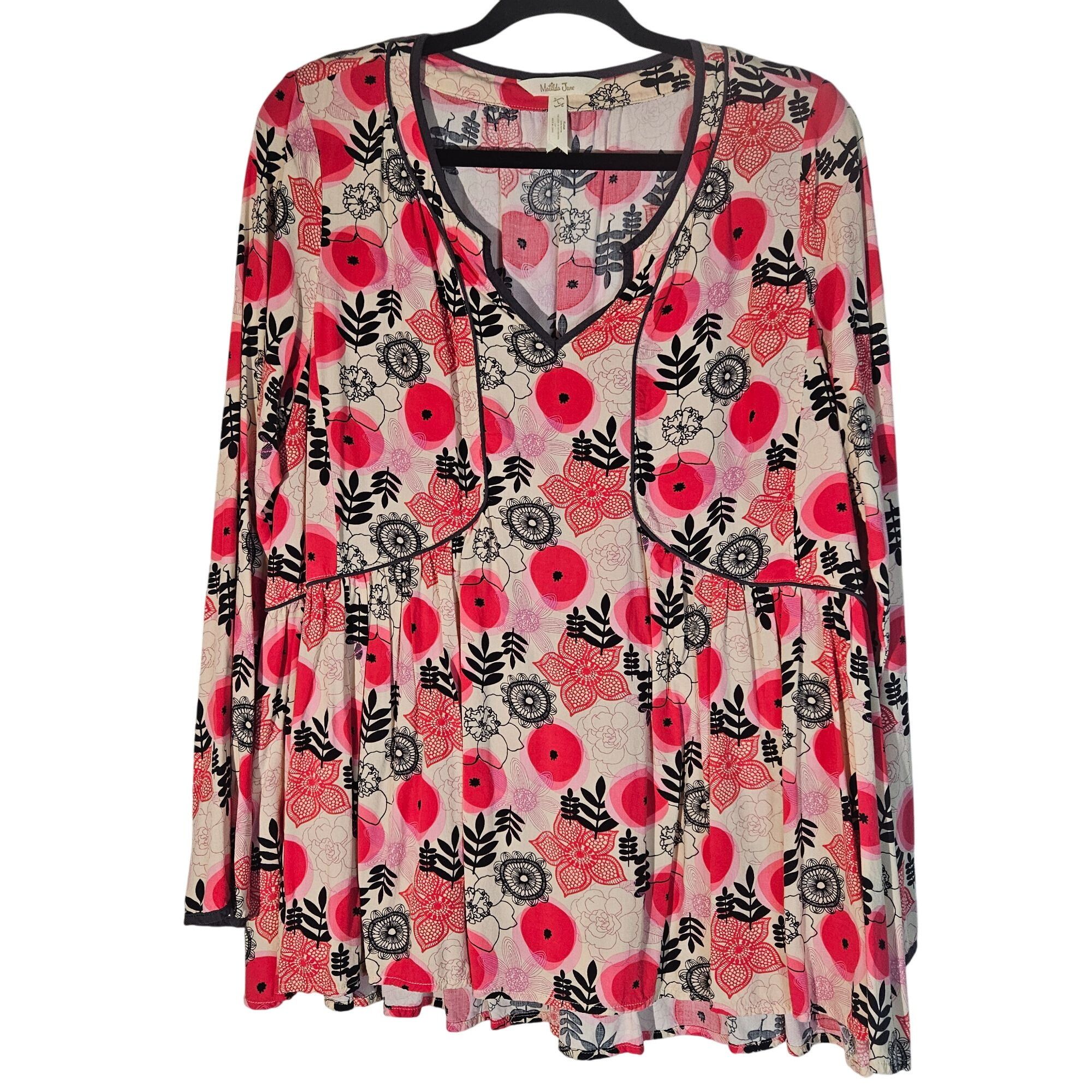 Other Matilda Jane V-Neck Floral Tunic Top Size L Long Sleeve Boho Size L / US 10 / IT 46 - 2 Thumbnail