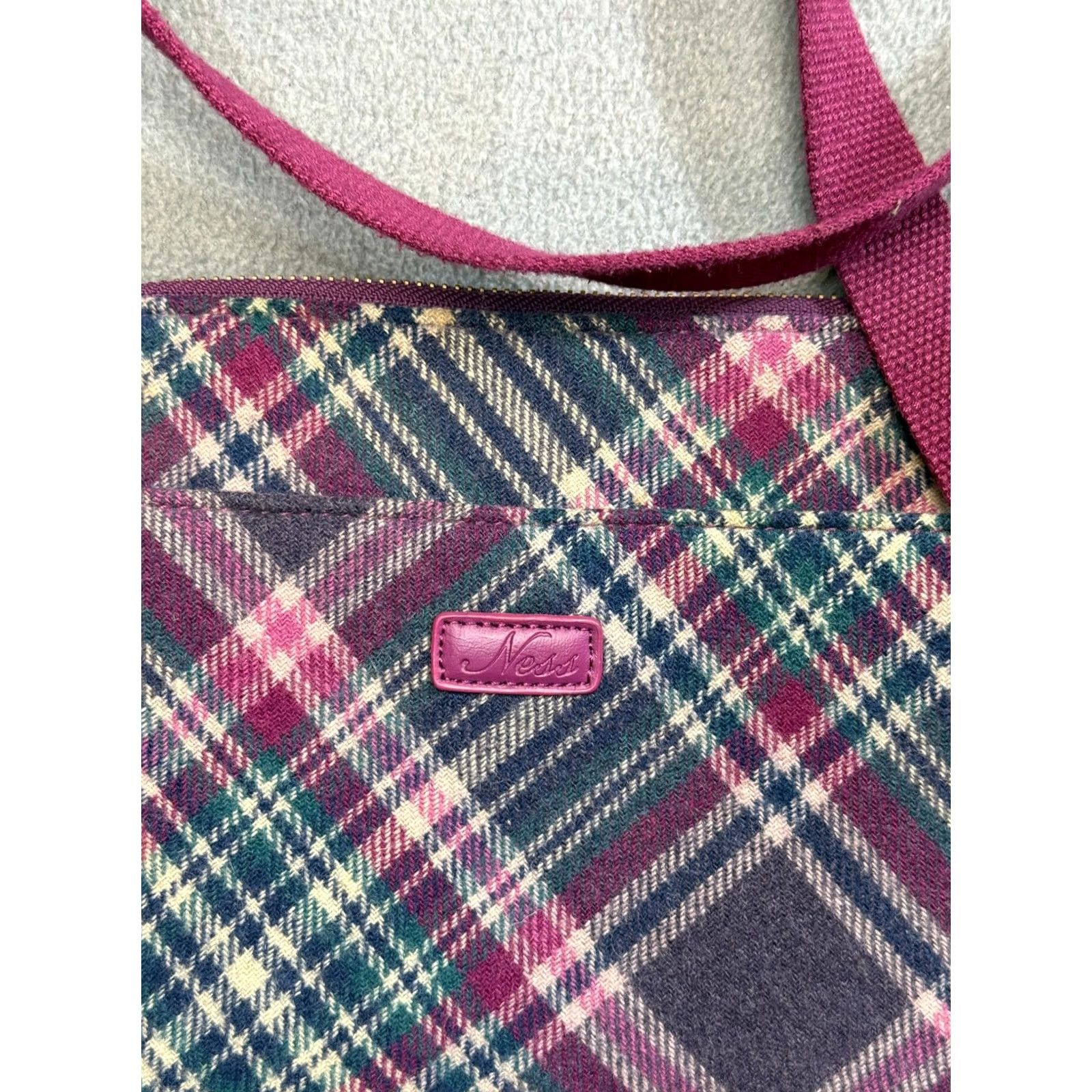 Vintage NESS Wool Blend Shoulder Bag Purple Women Size ONE SIZE - 2 Thumbnail
