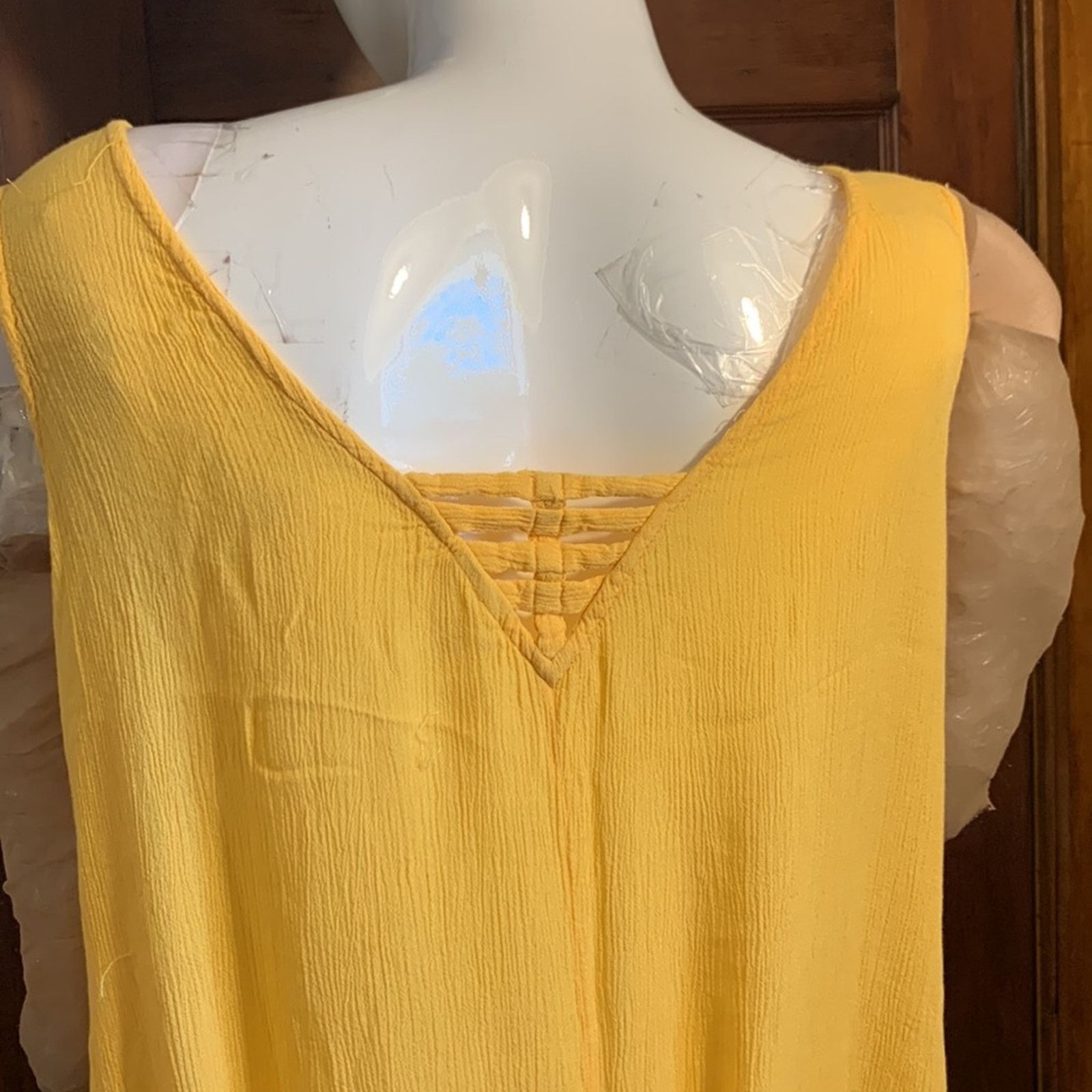 Vintage Goa India Yellow Gauzy Overalls Size 34" / US 12 / IT 48 - 6 Thumbnail
