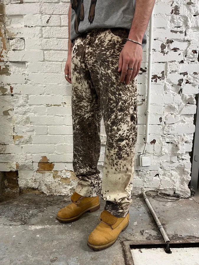 Roberto Cavalli FW1999 Roberto Cavalli Fur Movement Cow Print Beige Pants Size US 32 / EU 48 - 3 Thumbnail