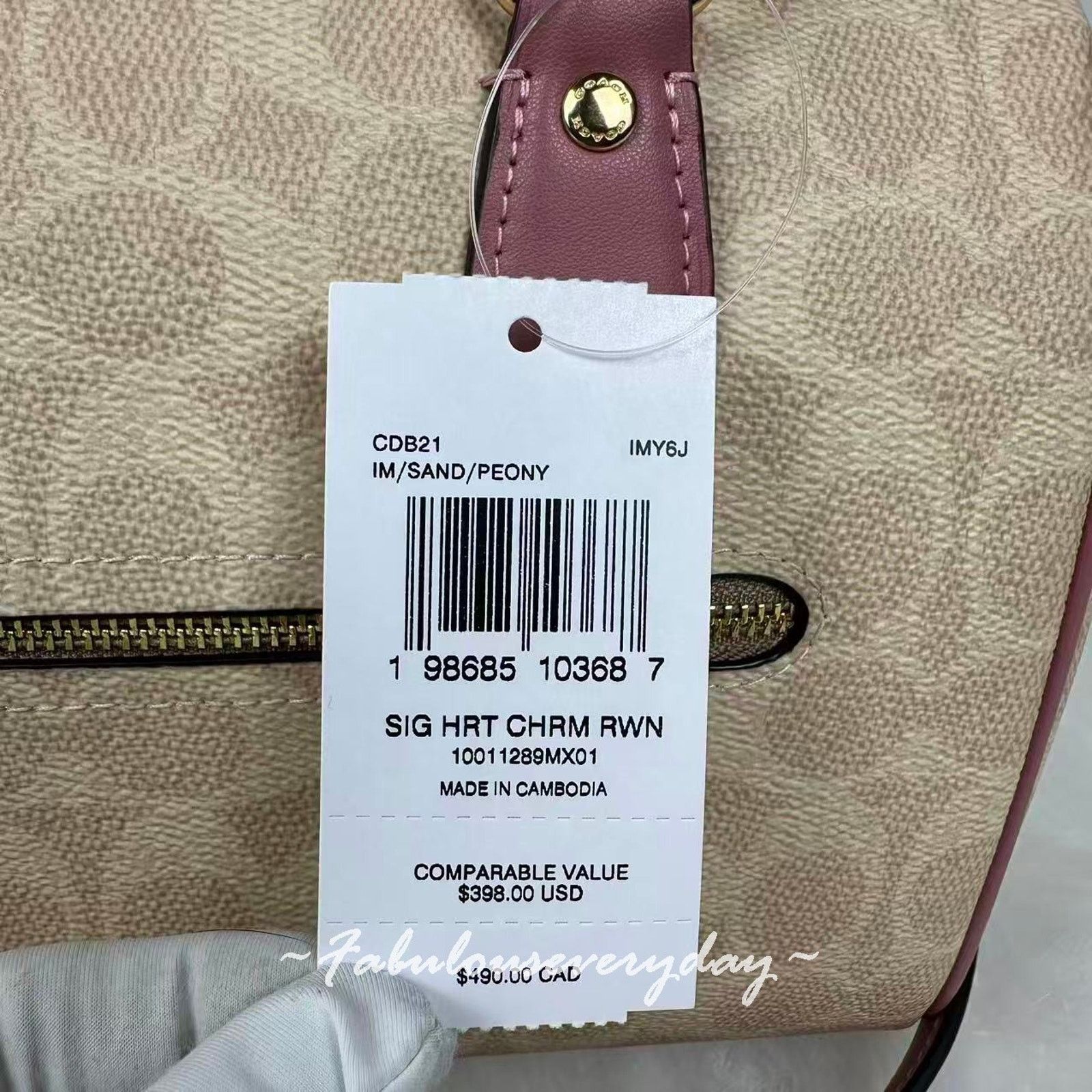 Coach Coach Rowan Satchel Bag Sig Canvas Heart Charm Sand/Peony Size ONE SIZE - 4 Thumbnail