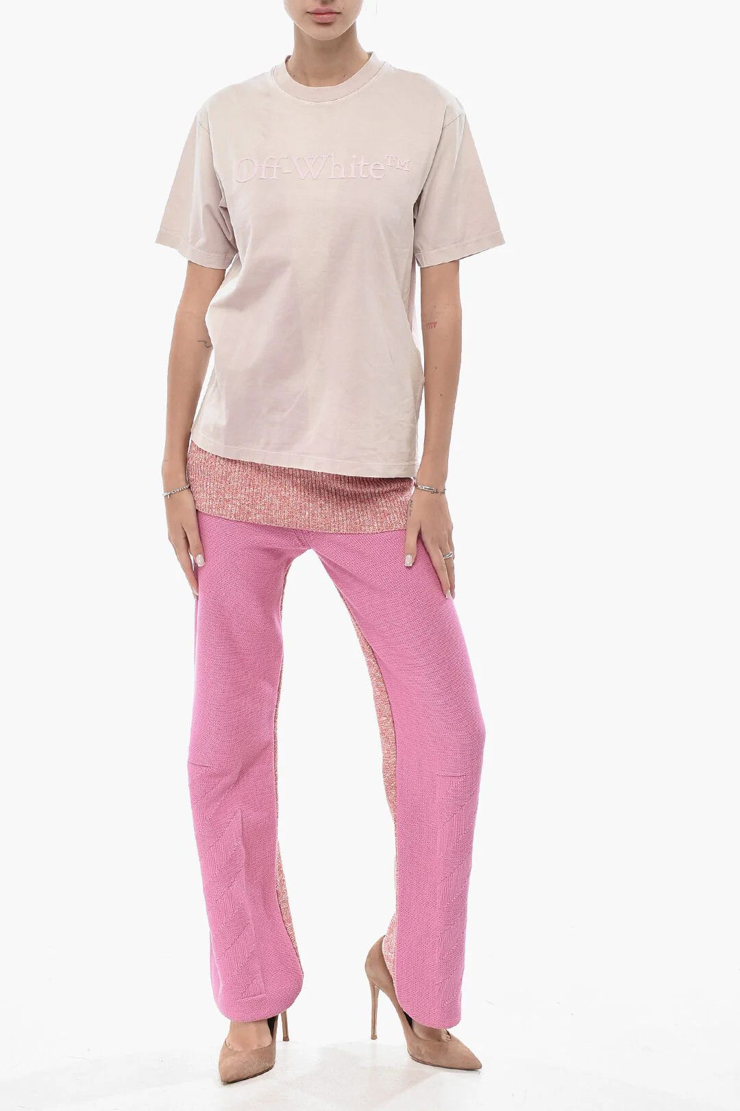 Off-White og1mm0426 Crewneck T-Shirt in Pink Size L / US 10 / IT 46 - 4 Thumbnail