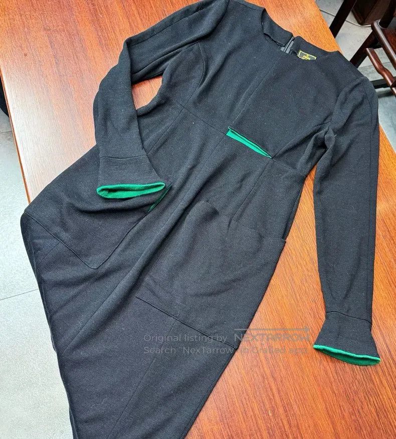 Hermes Black Green Wool Knit Dress. Size US 38 / EU 54 - 5 Thumbnail