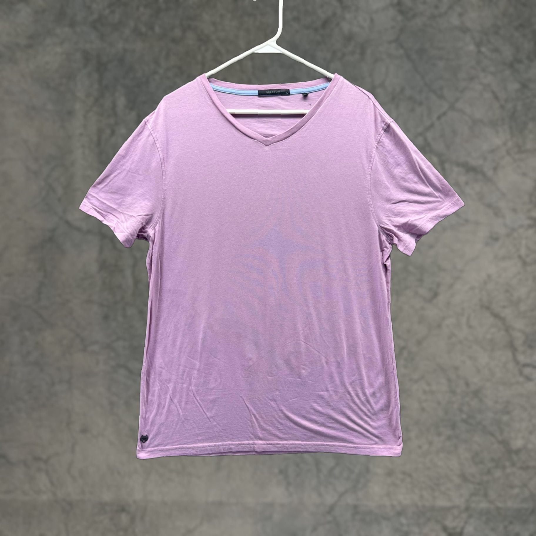 Vintage Greyson Shirt Mens Large Purple V Neck Jersey Logo Tee Classic Fit Casual Soft Size US L / EU 52-54 / 3 - 1 Thumbnail