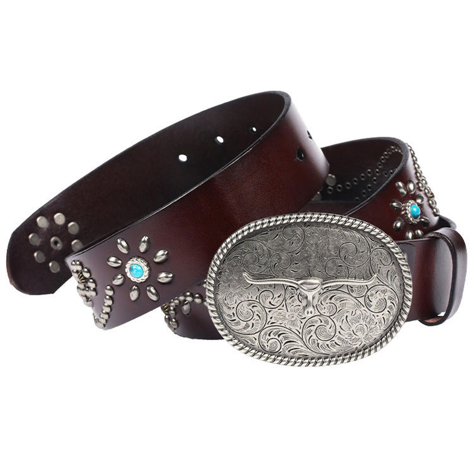 Leather Faux Turquoise Decoration Retro Belt Size ONE SIZE - 5 Thumbnail