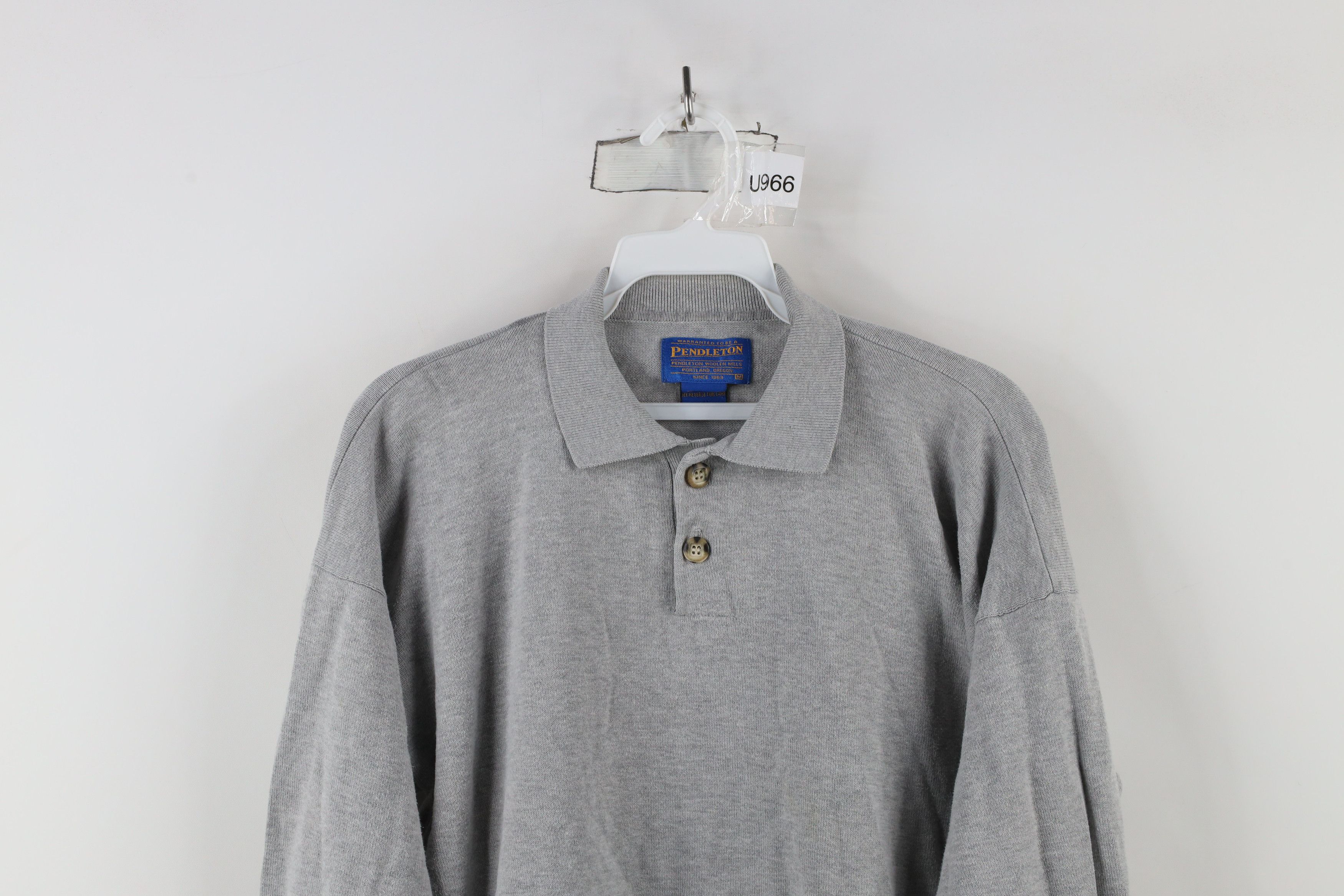 Pendleton × Vintage Vintage Pendleton Cotton Knit Collared Pullover Sweater Gray Size US M / EU 48-50 / 2 - 2 Thumbnail