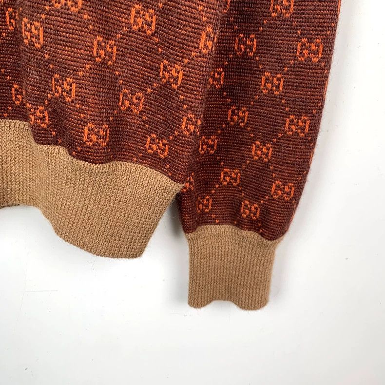 Gucci Gucci Dark orange logo double G full print round neck wool Size US S / EU 44-46 / 1 - 4 Thumbnail