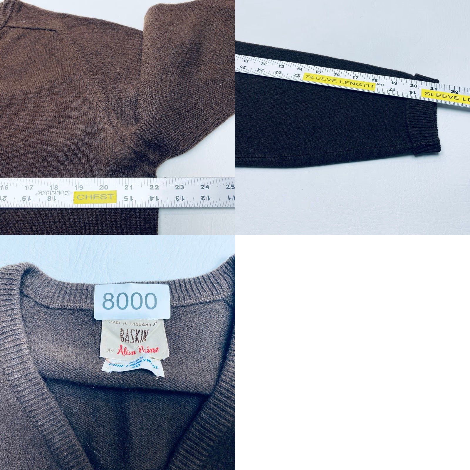 Vintage VINTAGE Alan Paine Lambswool Sweater 1960s V-Neck Brown Grunge Preppy 50s 60s Wool Casual Mens Sweatshirt Size US M / EU 48-50 / 2 - 8 Thumbnail