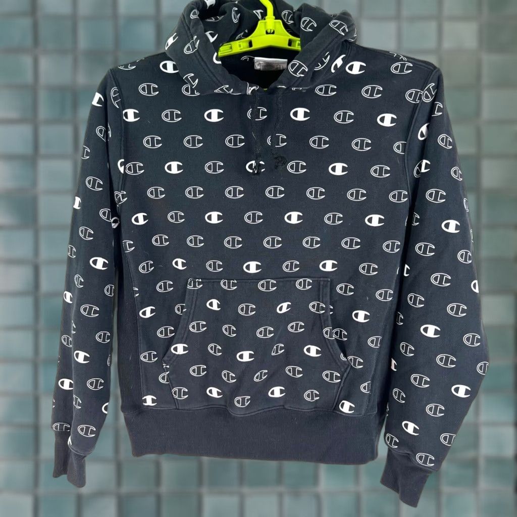 Champion Champion Hoodie Mens M Black White Fleece Pullover Reverse Weave Size US M / EU 48-50 / 2 - 1 Thumbnail