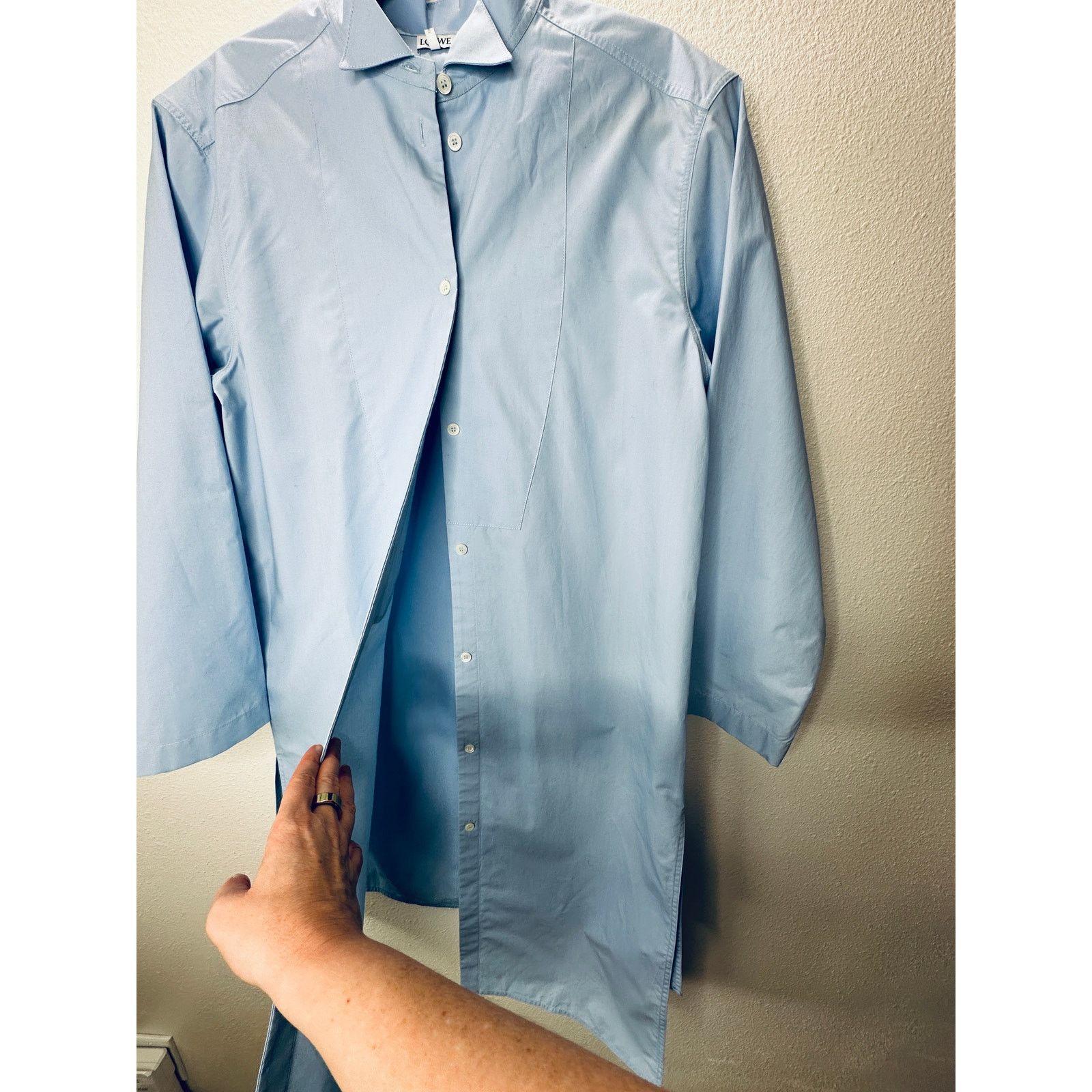 Loewe Loewe Blue Button Split Side Asymmetrical Hem Shirt Dress S Size S / US 4 / IT 40 - 7 Thumbnail