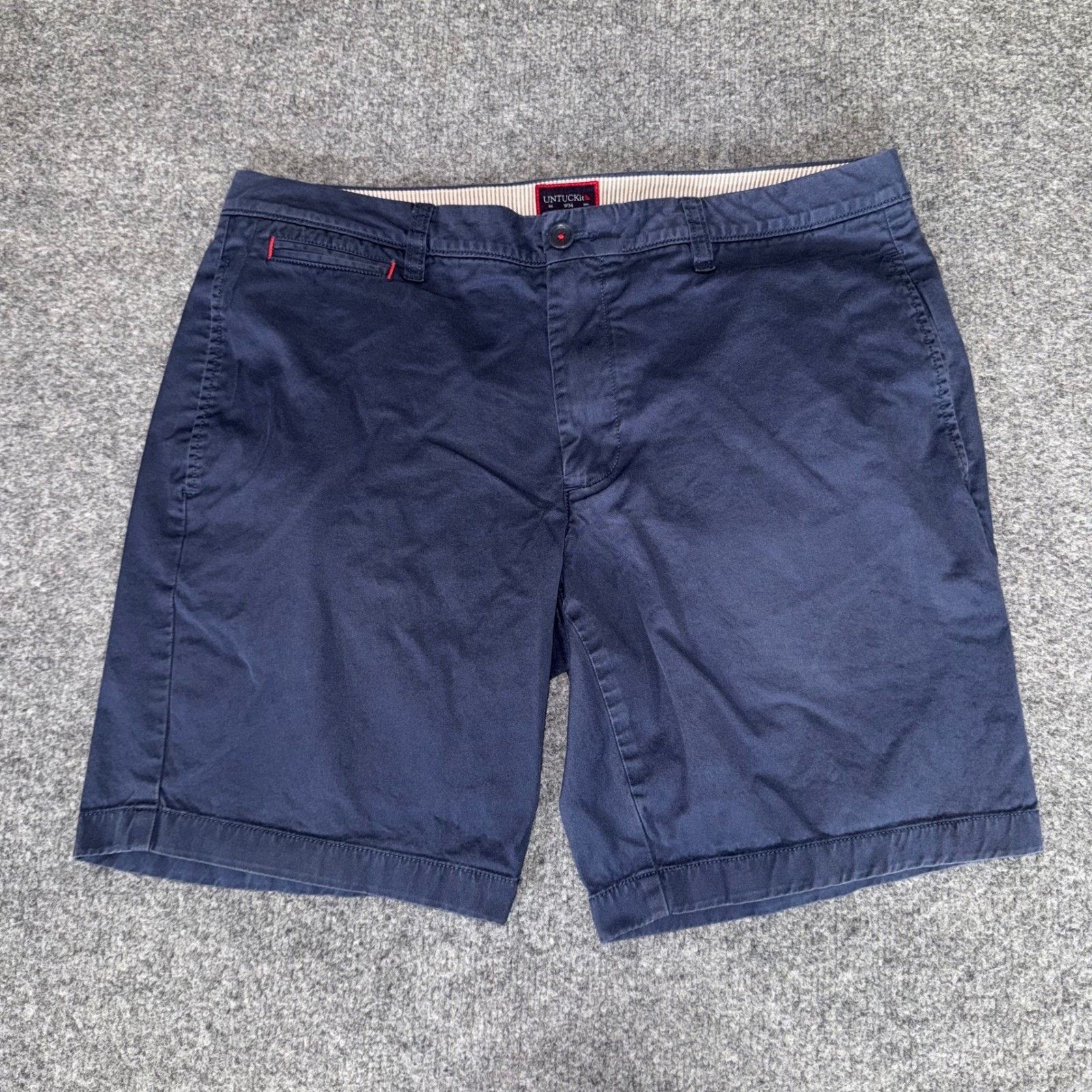UNTUCKit UNTUCKit Mens Navy Blue Pima Cotton Stretch Chino Shorts 34 Size US 34 / EU 50 - 1 Thumbnail