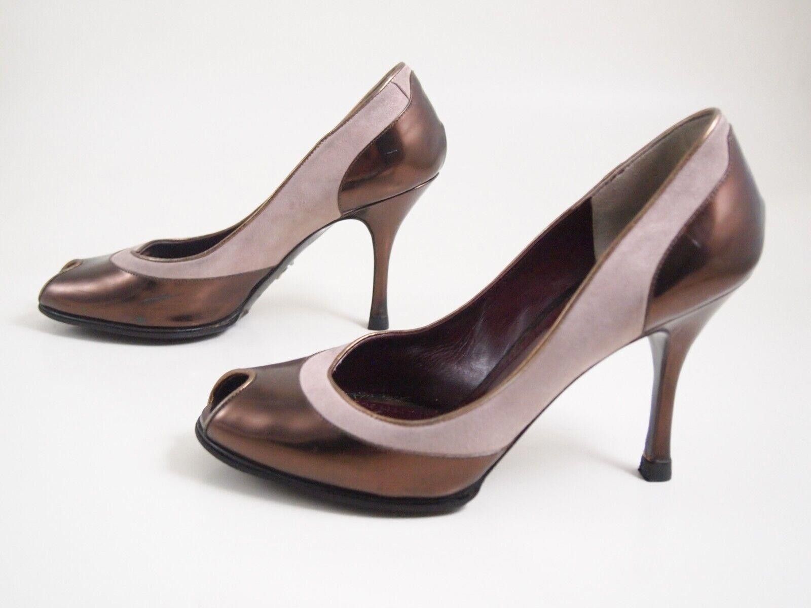 Designer Dolce & Gabbana Heels Bronze Leather Suede US 7 EU 37 Size US 7 / IT 37 - 2 Thumbnail